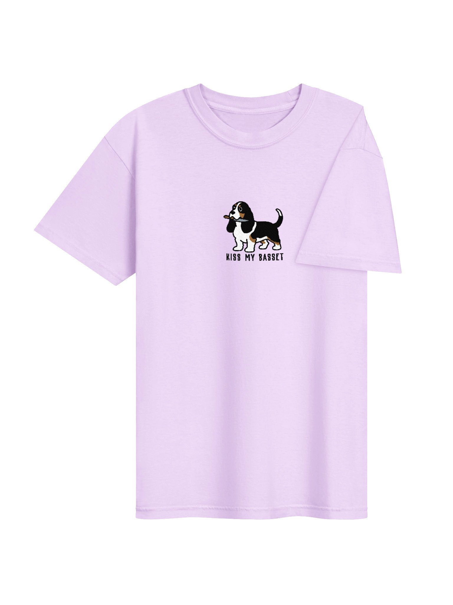 Kiss My Basset Funny Chibi-Style Embroidered T-Shirt for Basset Hound(Tricolor) Owners product image (94)