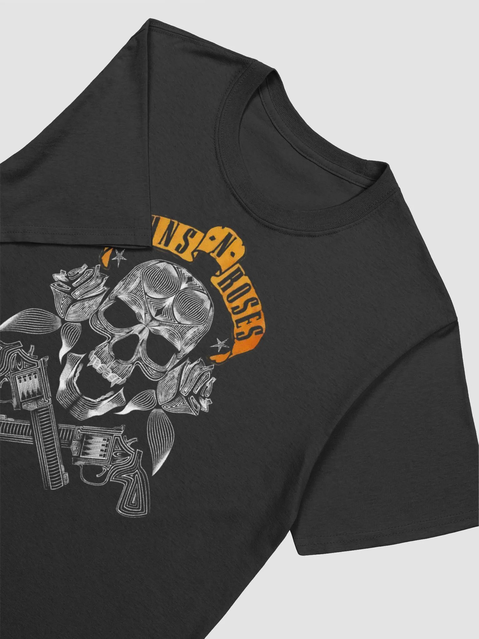 Guns N’ Roses Skull & Crossed Revolvers T-Shirt | Vintage Engraved Rock Graphic Tee | Classic Hard Rock Iconography product image (2)