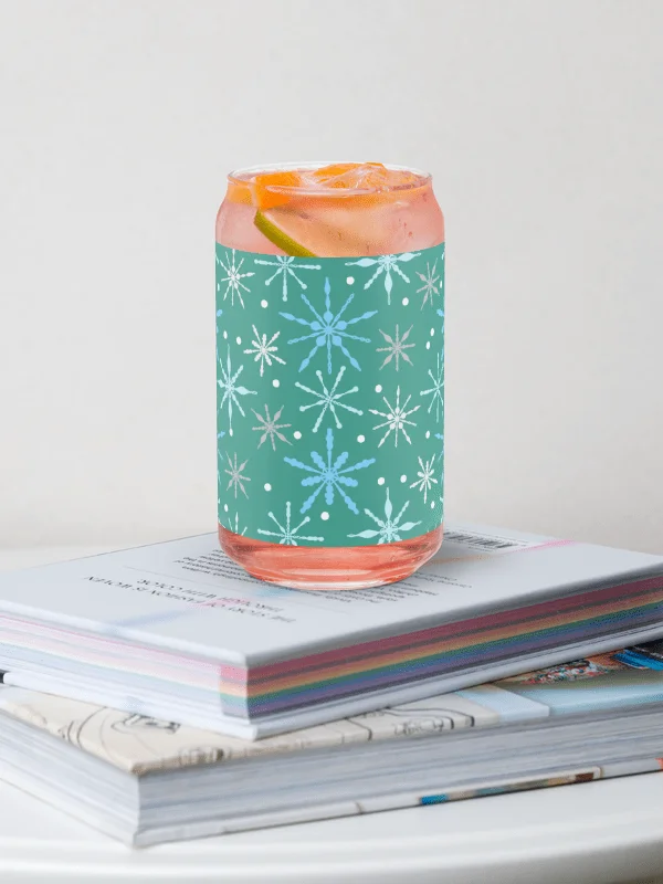 Snowflakes Pattern in Aqua Glass Tumbler product image (1)