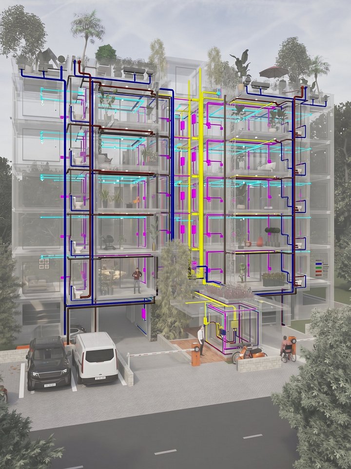 MEP Drawings (Mechanical, Electrical & Plumbing) – 7-Storey 10-Unit Apartment Block | DA74501A product image (1)