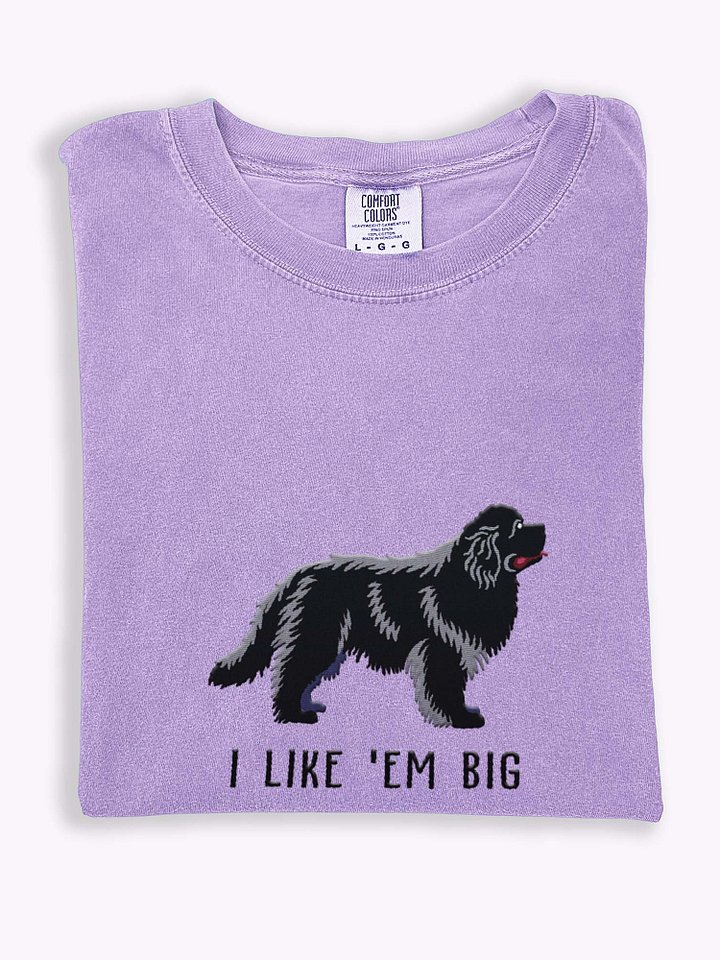 I Like 'Em Big T-Shirt(Embroidered) of a Newfoundland(Black) product image (1)