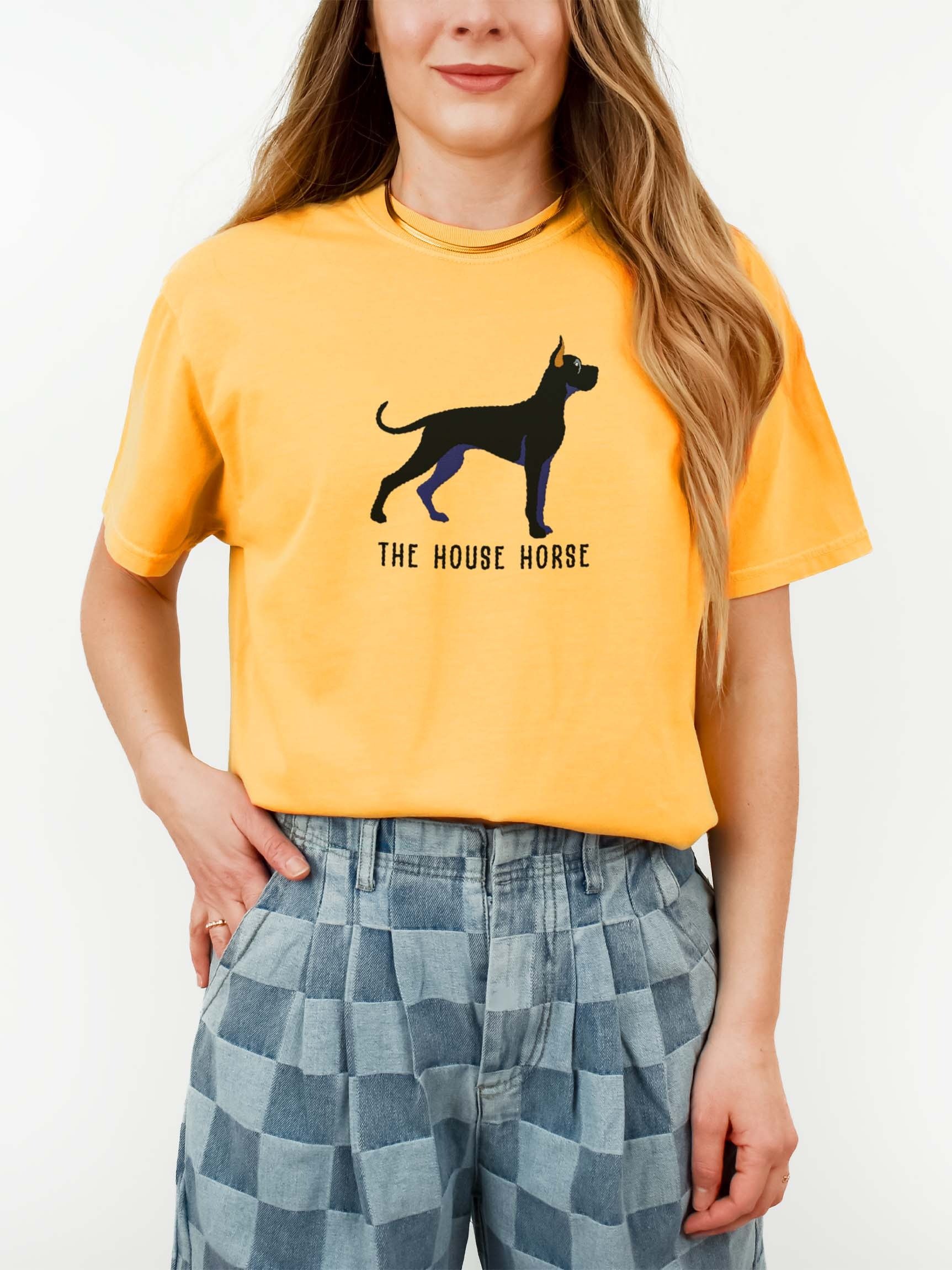 The House Horse T-Shirt(Embroidered) of a Great Dane(Black, Cropped Ears) product image (2)