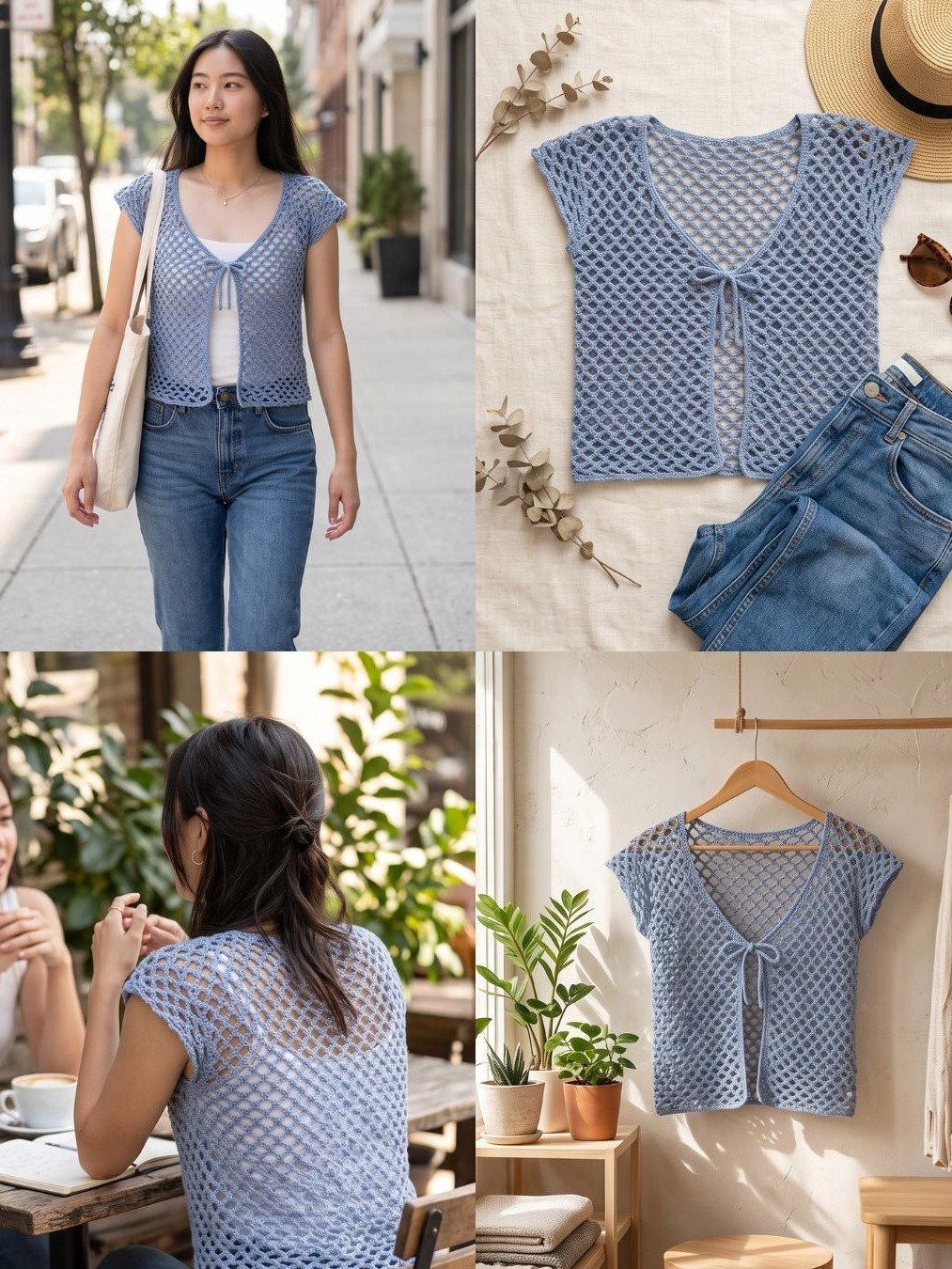 Mesh Crochet Shrug Pattern – Tie Front Crochet Bolero Top + Video Tutorial product image (4)