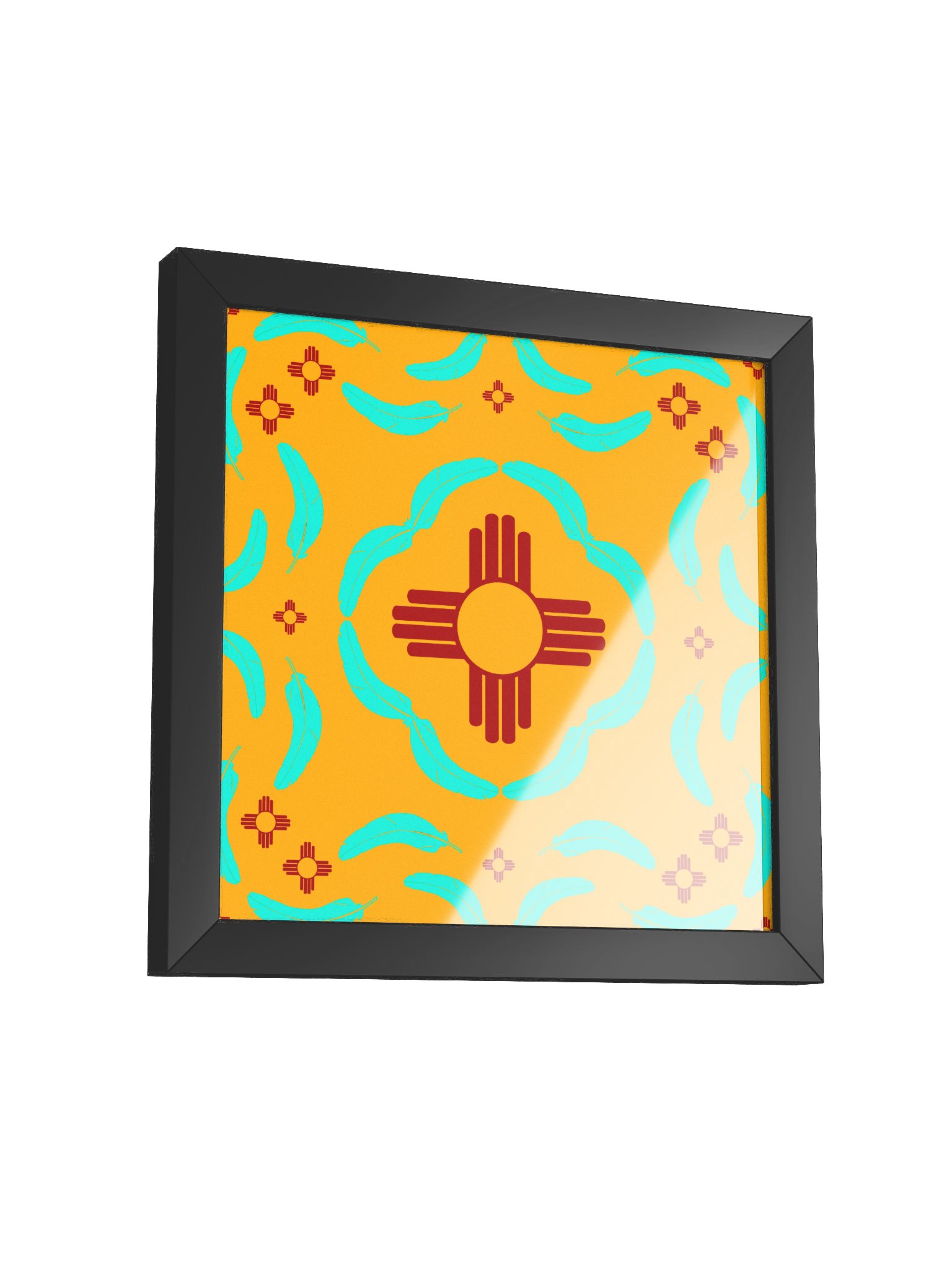 New Mexico Turquoise Feather Zia Sun Pattern Posters product image (5)