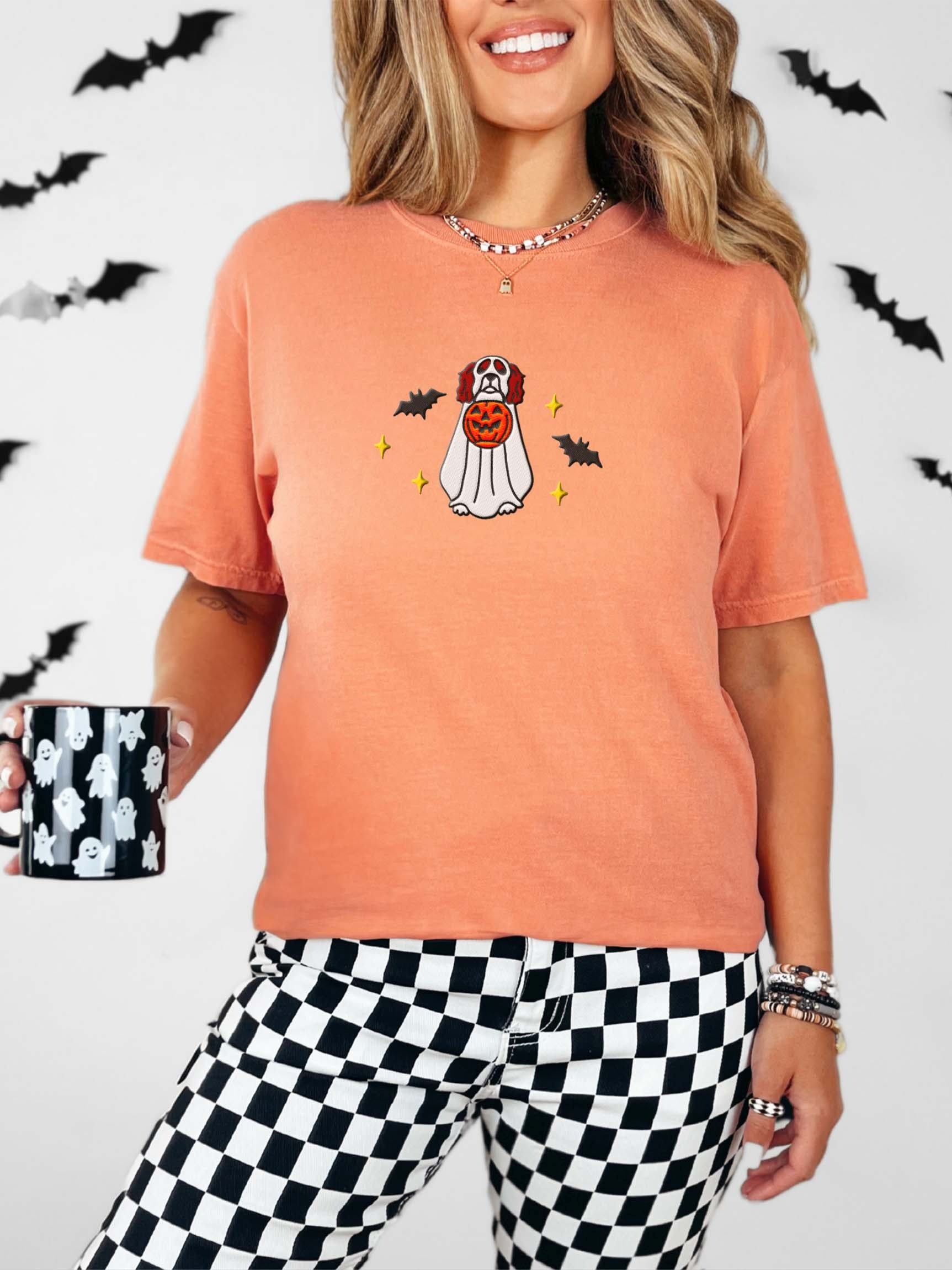 Halloween Working Cocker Spaniel(Liver Roan) Embroidered T-Shirt product image (2)