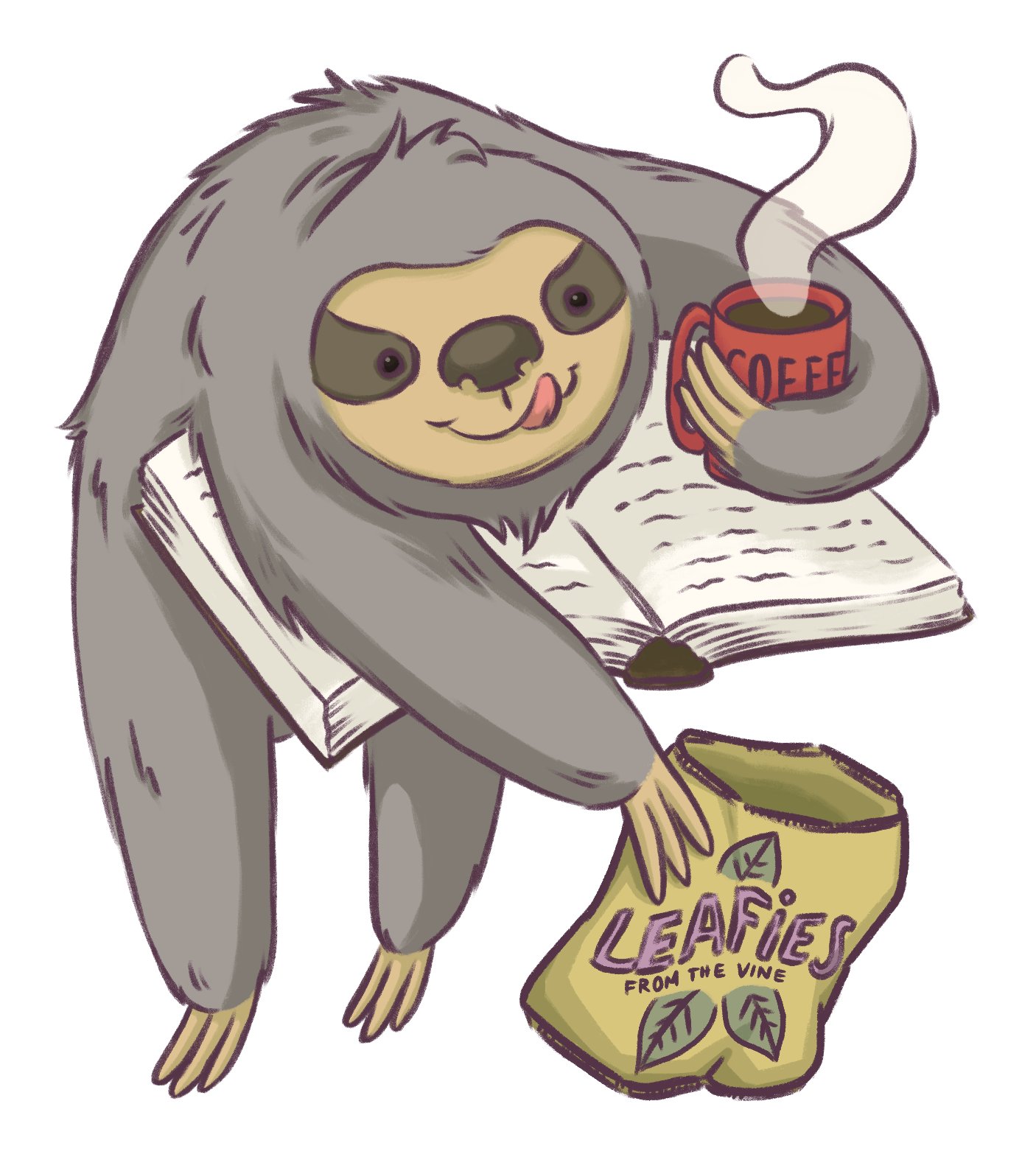 sticker : booklover sloth product image (1)