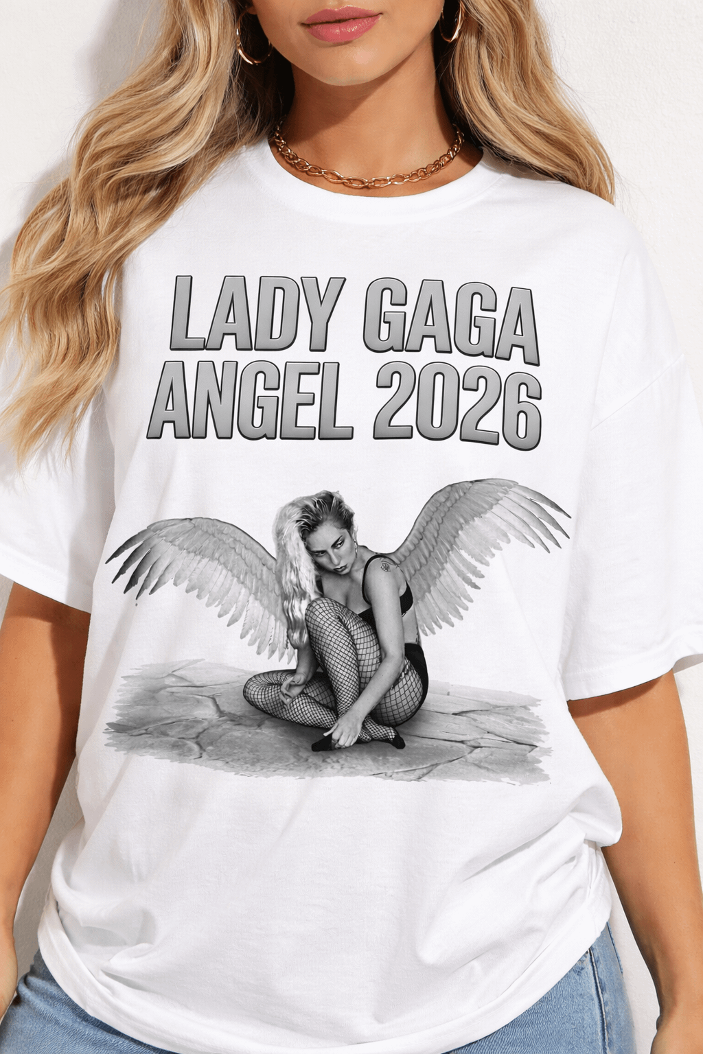 LADY GAGA 2026年ツアーTシャツ 新品未使用 Lady Gaga Angel 2026 Shirt - Aesthetic LG7 Trend Winged Graphic