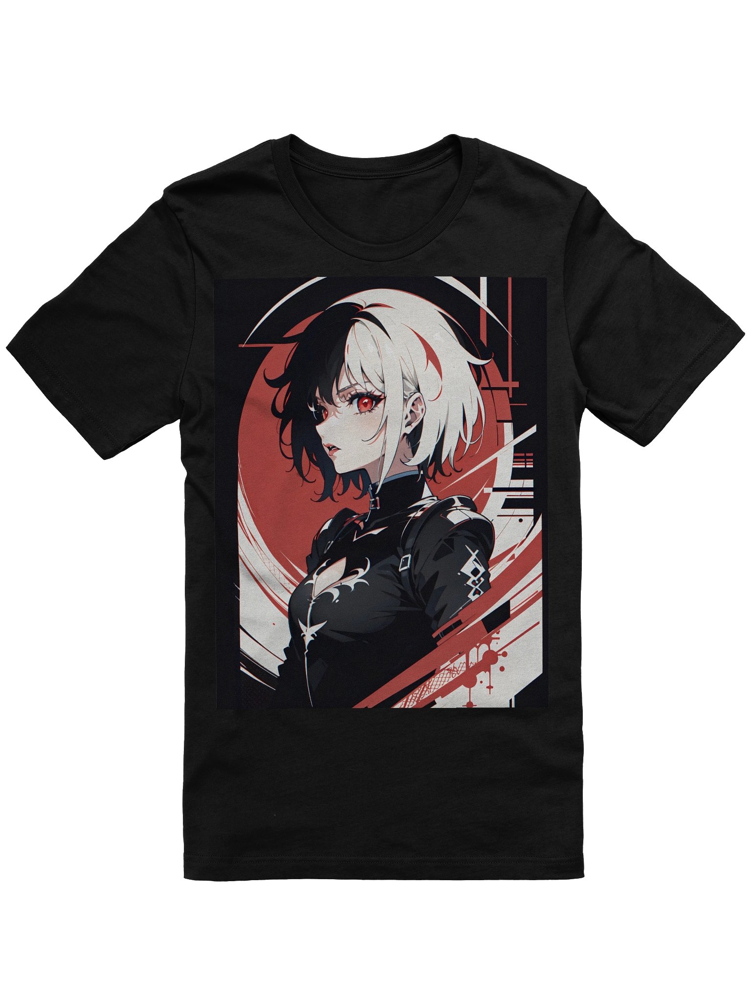 Crimson Gaze Cyberpunk Rebel Anime Graphic T-Shirt product image (5)