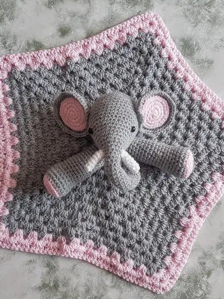 Crochet Elephant Lovey Pattern, Waffle or Granny Stitch PDF Pattern - Crafting Happiness product image (3)