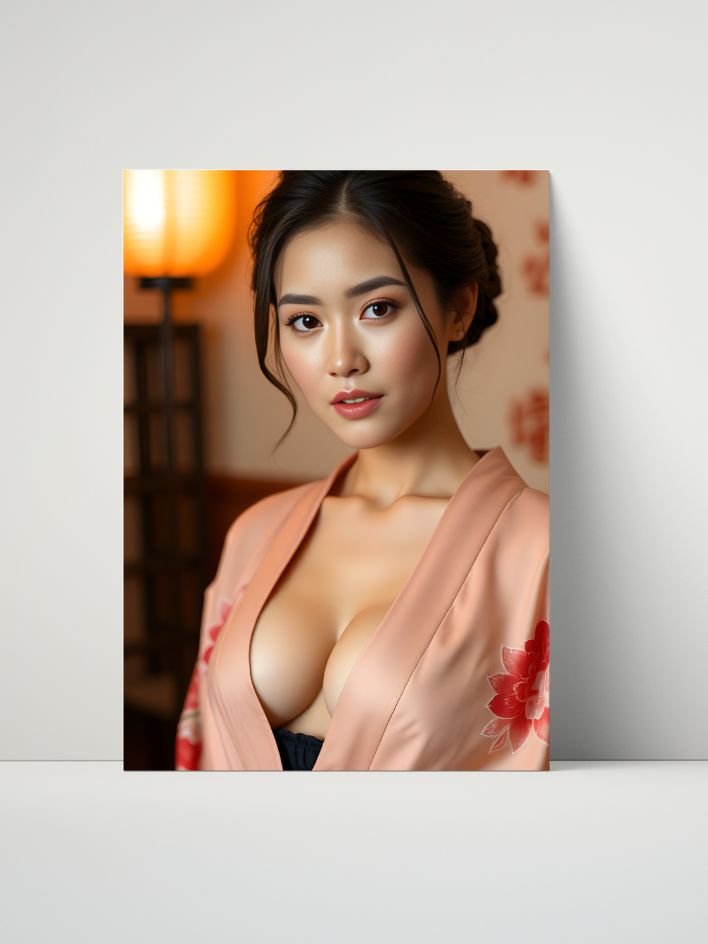 Pink Kimono Open Pose – Glossy 8x10 Metal Print product image (1)