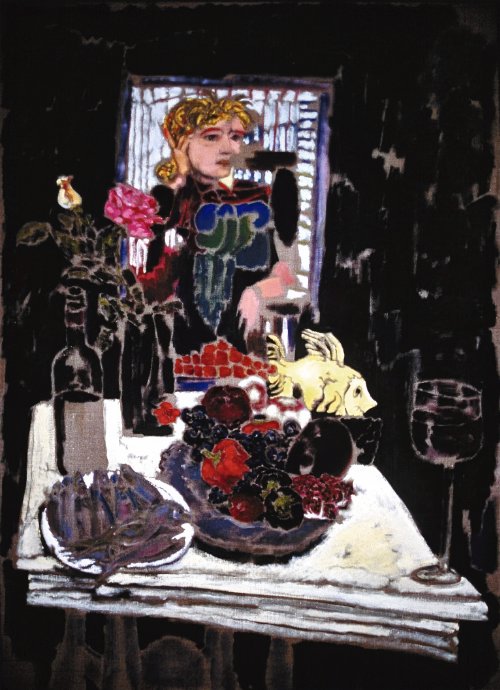 Still Life on White Table (1988) on canvas (30" x 40") product image (1)
