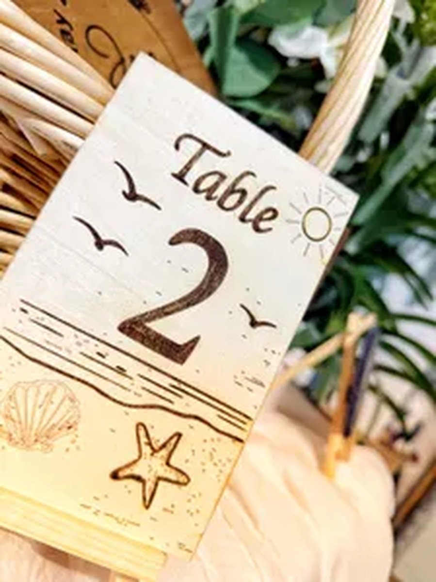 Personalized Wedding Table Number Signs: Engraved Wood, Seasonal Designs product image (6)