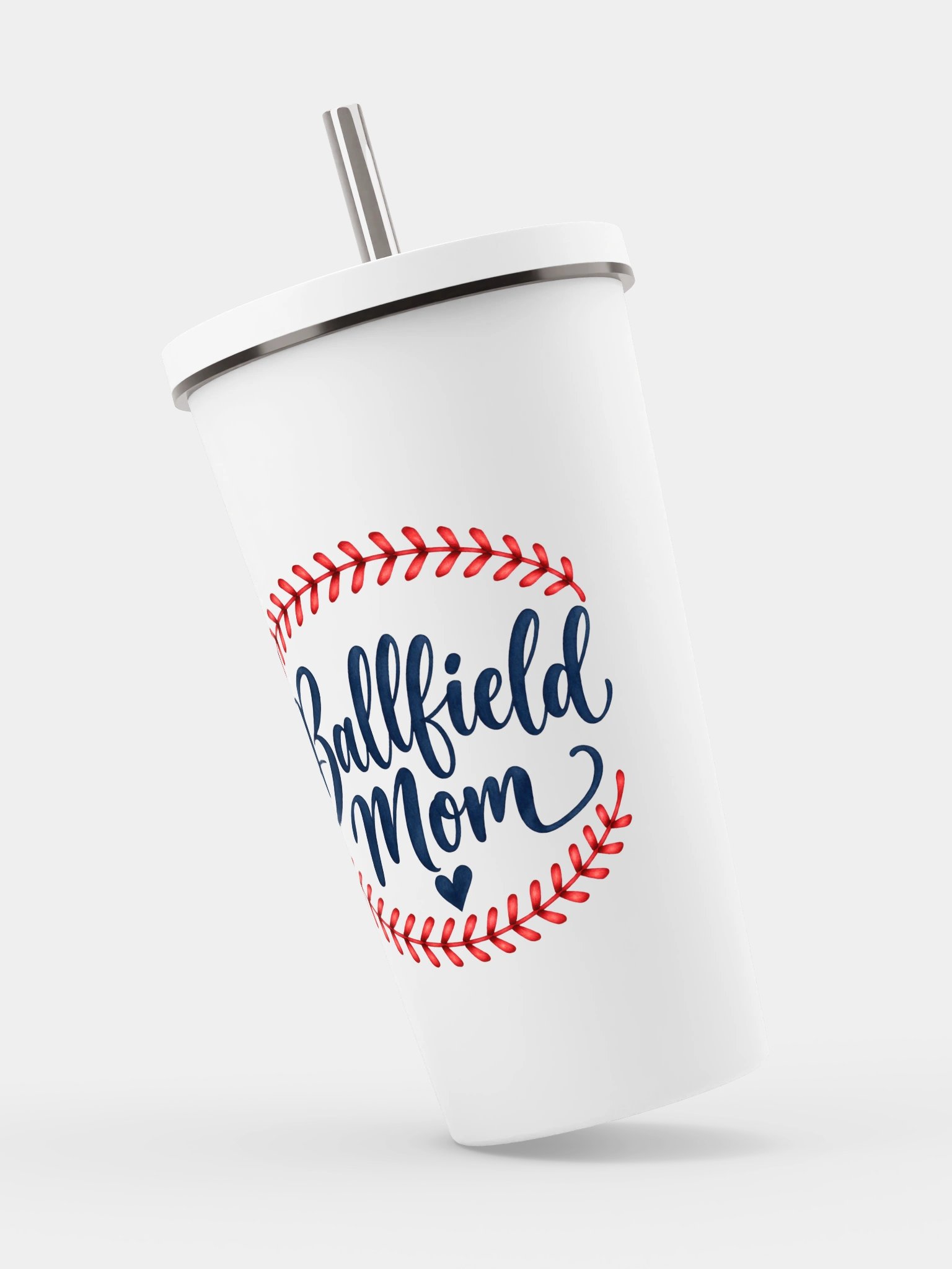 Ballfield Mom Baseball Stitch Tumbler | Cup with Straw product image (3)