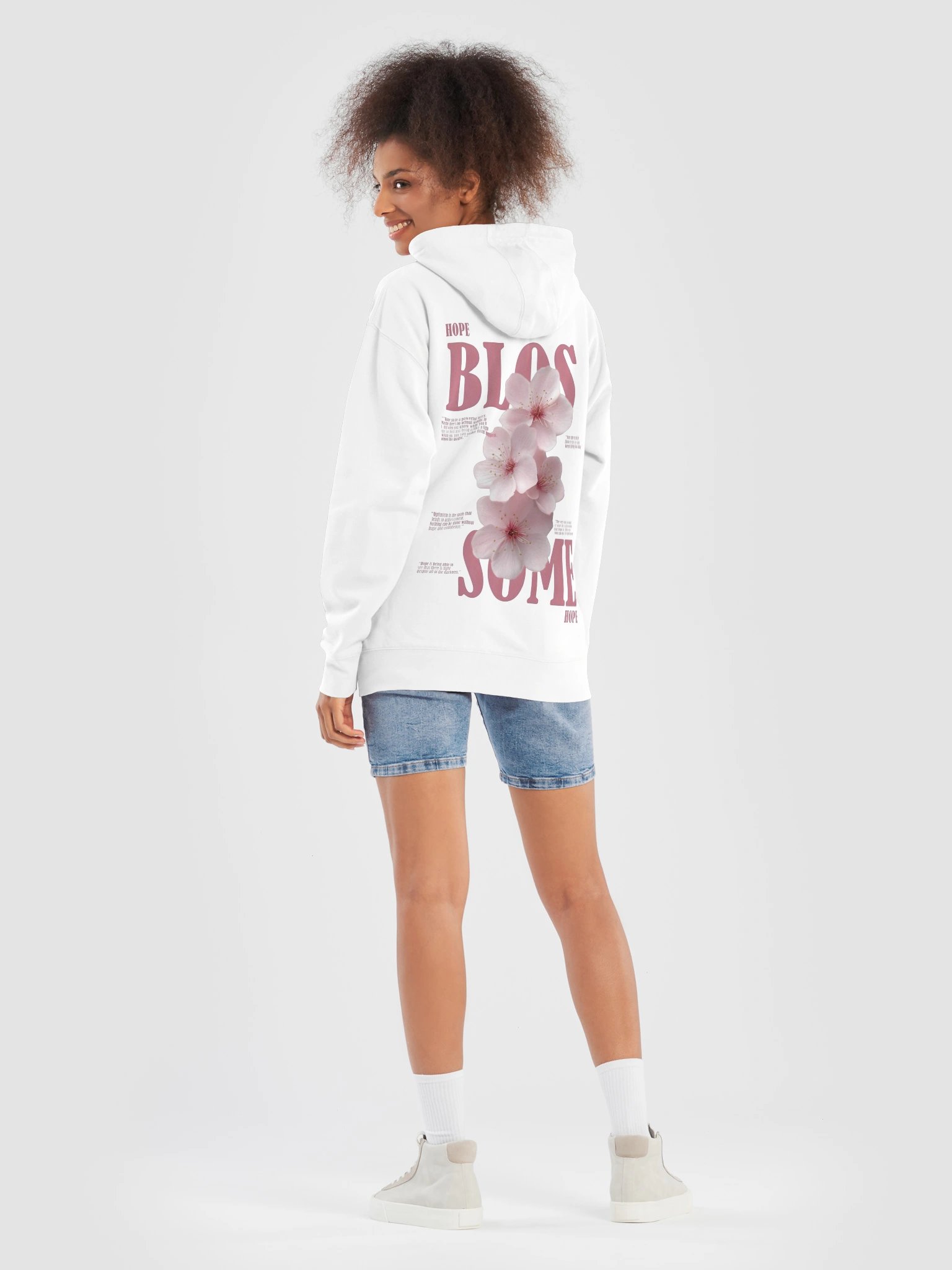 Pink Blossom Hope Bloom Hoodie – Floral Aesthetic Sweatshirt product image (4)