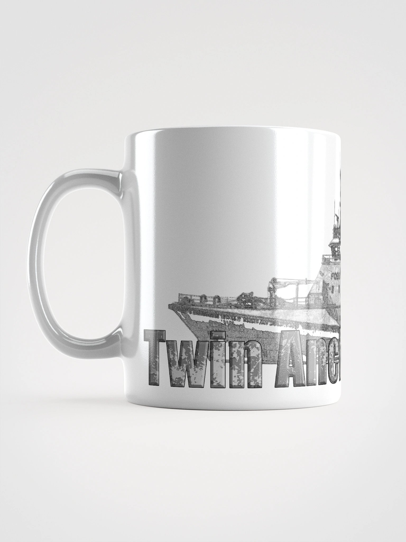 Foss Tugboat Sketch Twin Anchor Glossy Mug product image (1)