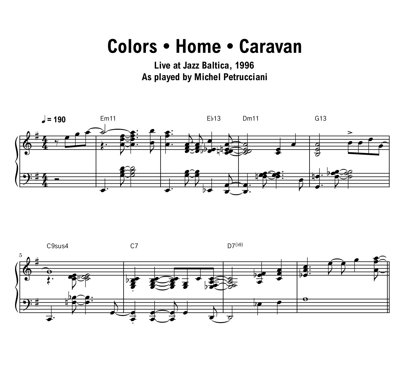 Michel Petrucciani - Colors • Home • Caravan (Jazz Baltica) - Sheet music (PDF) product image (1)