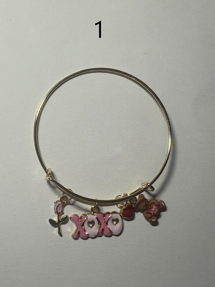 Gold Tone Bangle Charm Bracelets – Choose Your Numbered Style product image (1)