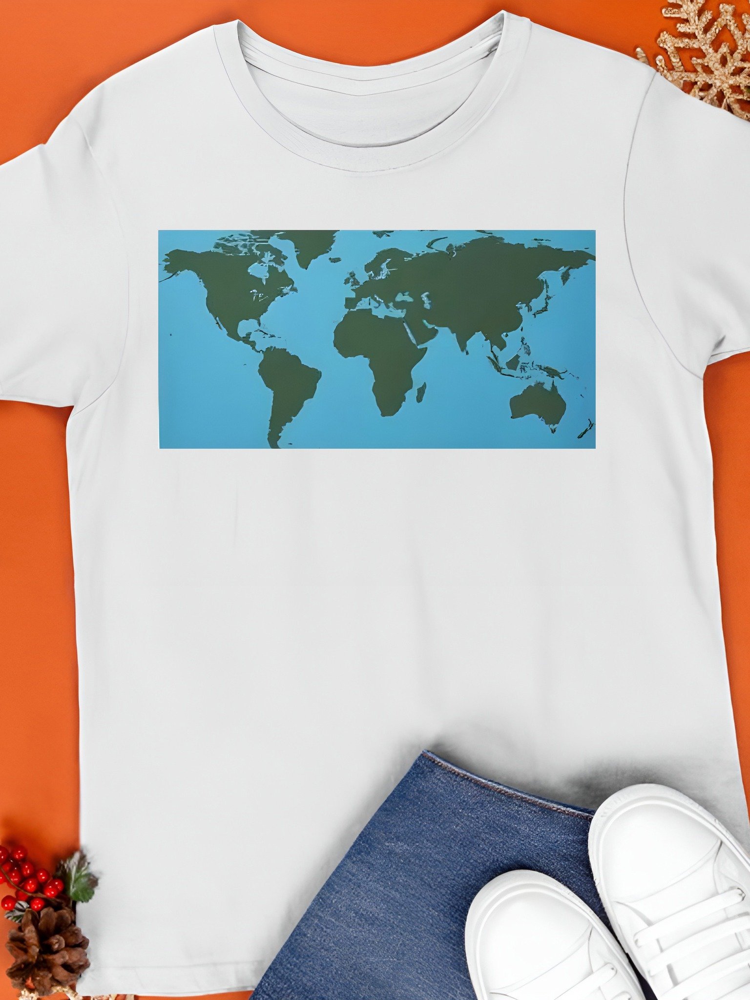 World Map Continents Green And Blue Ocean Shirt product image (1)