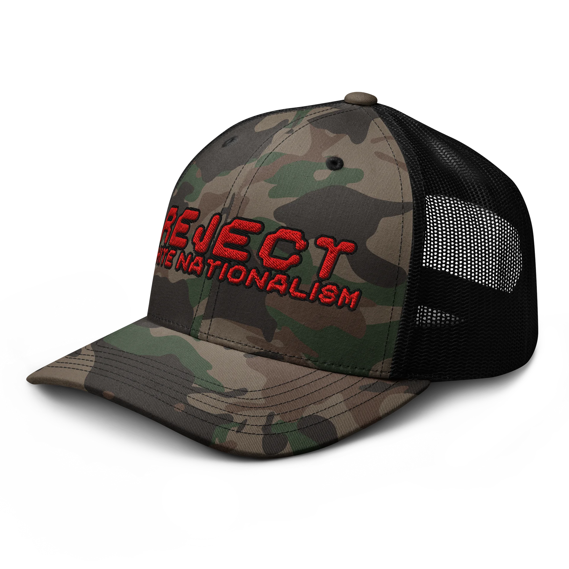 Reject White Nationalism Camo Trucker Hat product image (4)