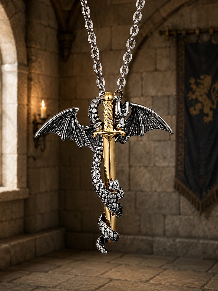The Armored Kingdom Golden Blade of the Dragonlord Necklace-Stainless Steel product image (1)