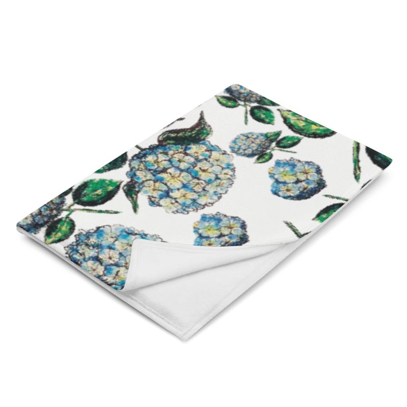 Blue Hydrangeas | Coastal Floral Throw Blanket in Soft Fleece product image (6)