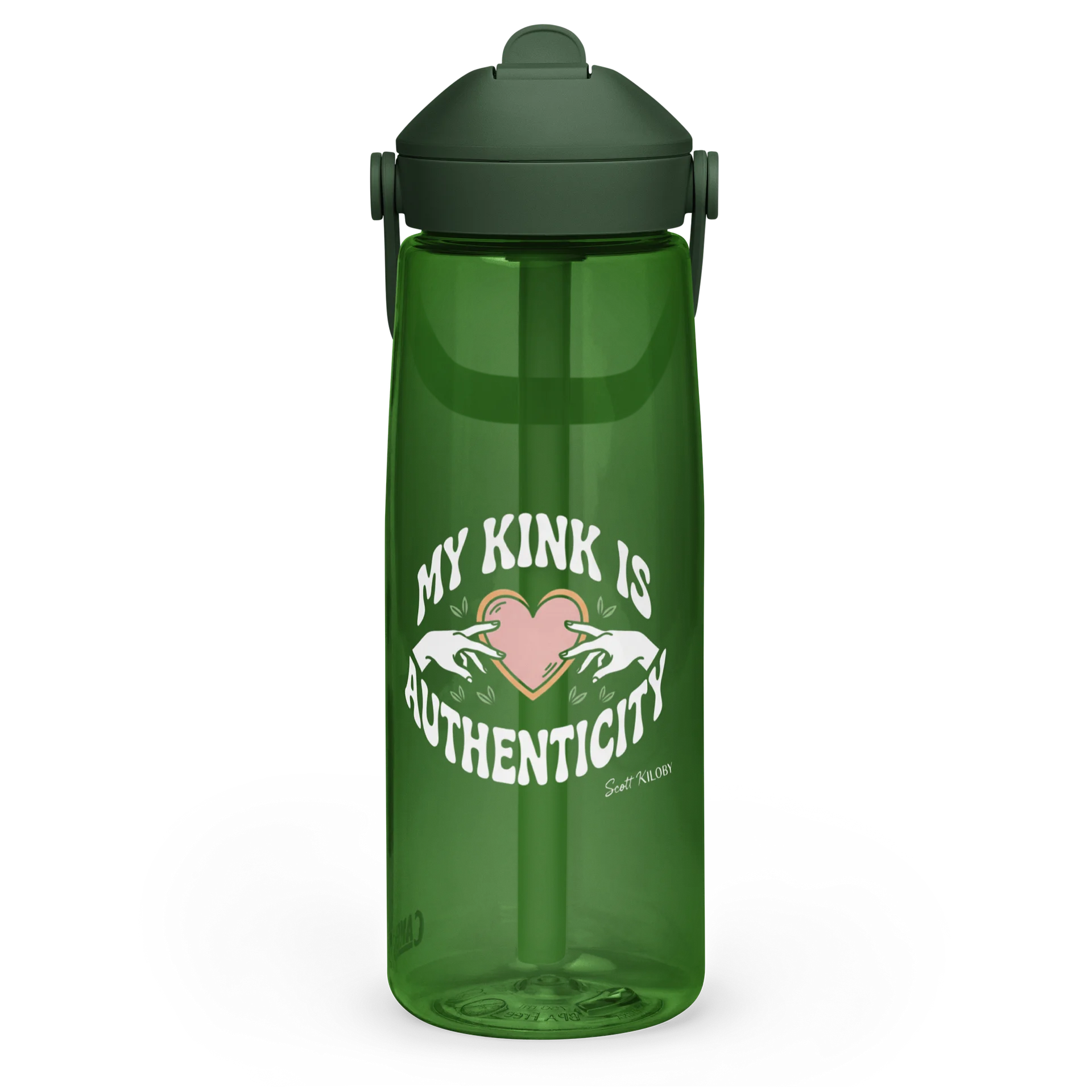 “My Kink Is Authenticity” Green Flip Straw Water Bottle product image (3)