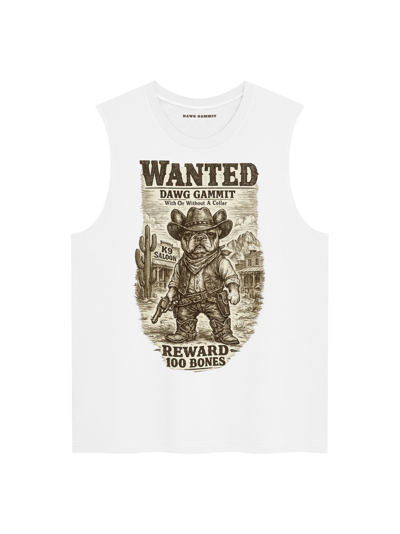 DAWG GAMMIT™ WANTED French Blldawg Muscle T-shirt product image (3)