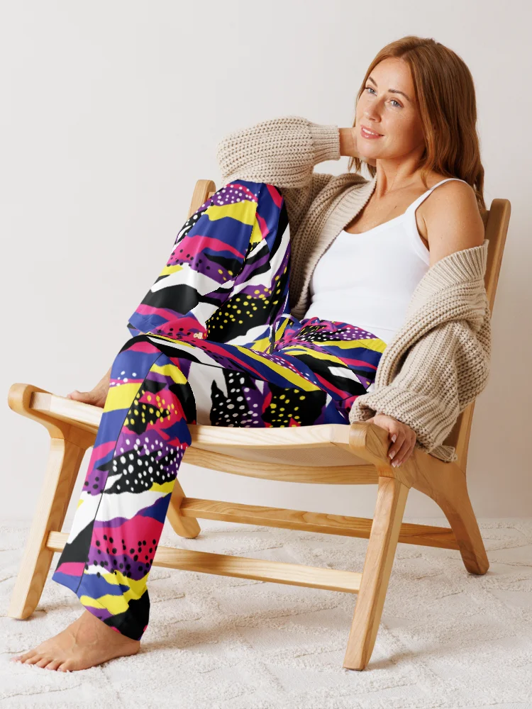 Retro 90s Cyber-Pop Waves | Vibrant All-Over Print Women's Pajama Pants product image (10)