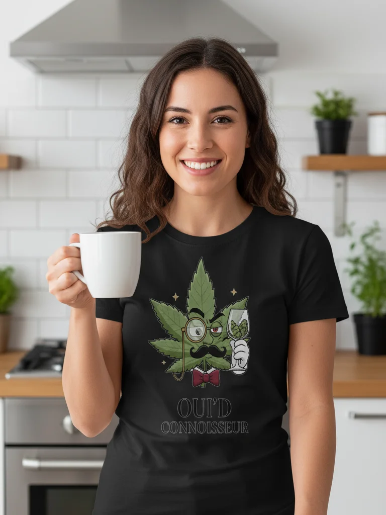 Oui'd Connoisseur Cannabis T-Shirt | Funny Weed Wine Expert Tee | Stoner Humor Shirt product image (5)