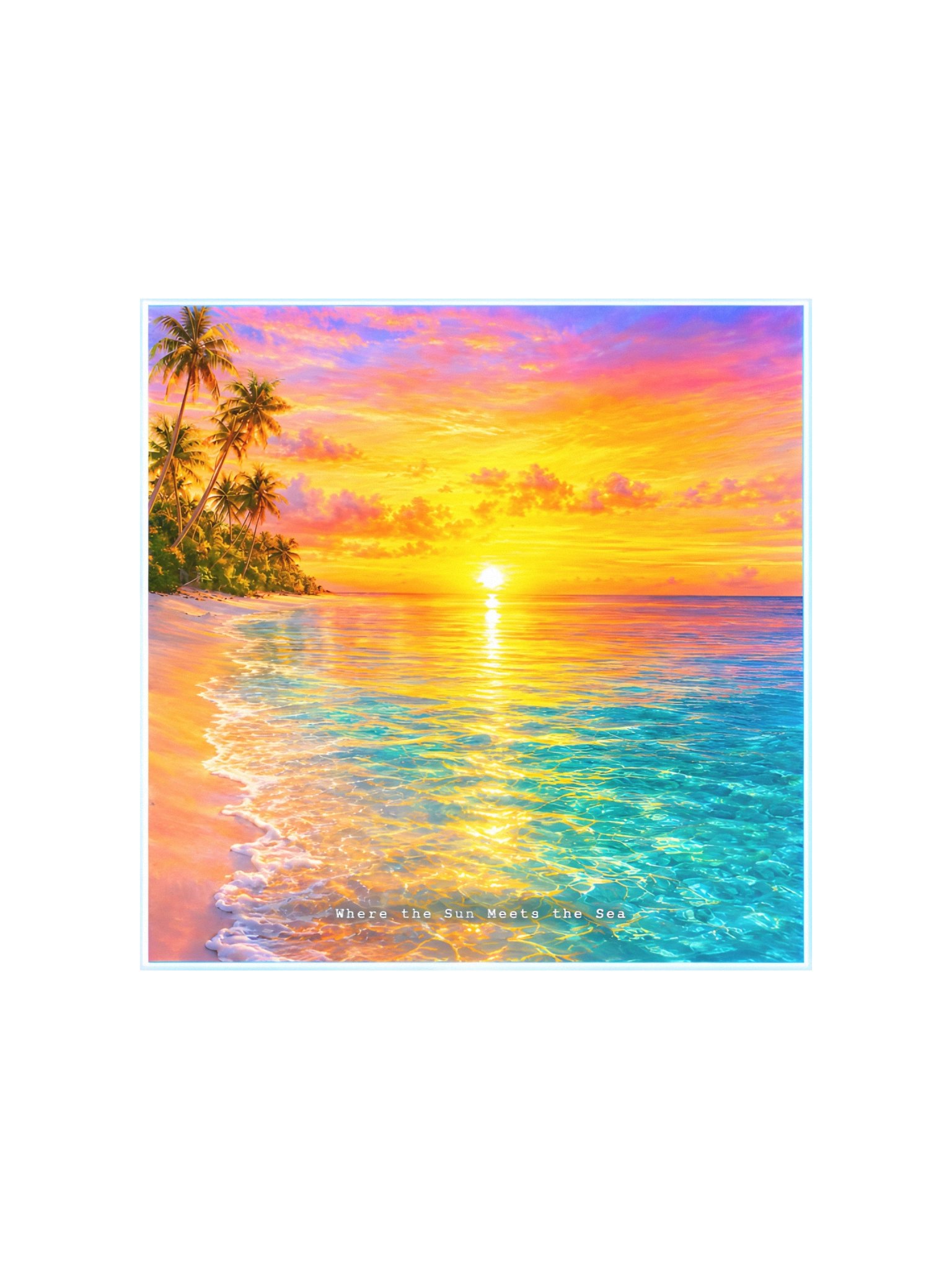 Tropical Sunset Beach Wall Art Poster, Turquoise Ocean Paradise Print, Wanderlust Gift product image (2)