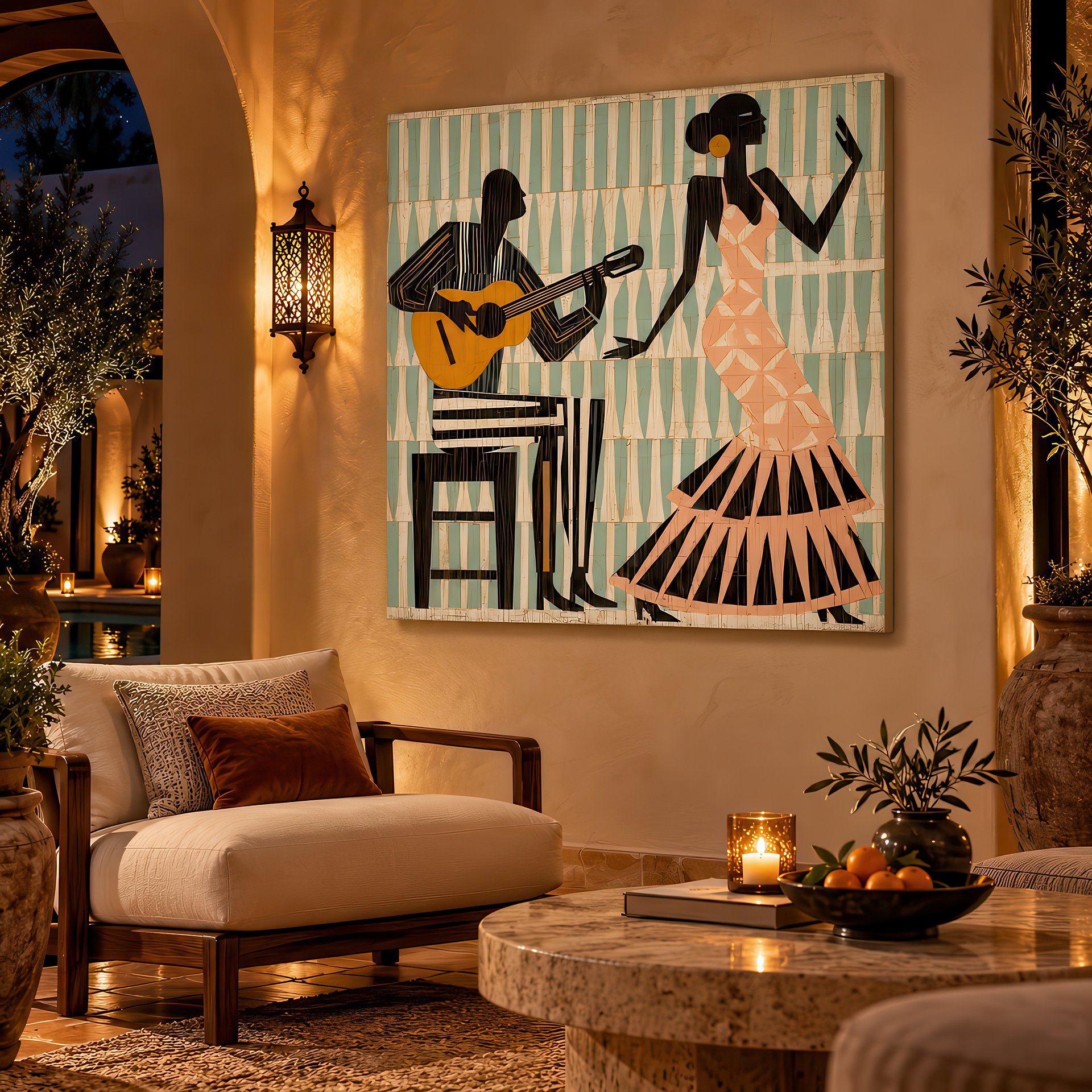 La Noche Española | Mid-Century Flamenco Birch Wood Art | Wall Decor | 24x24″ (60x60 cm) product image (7)
