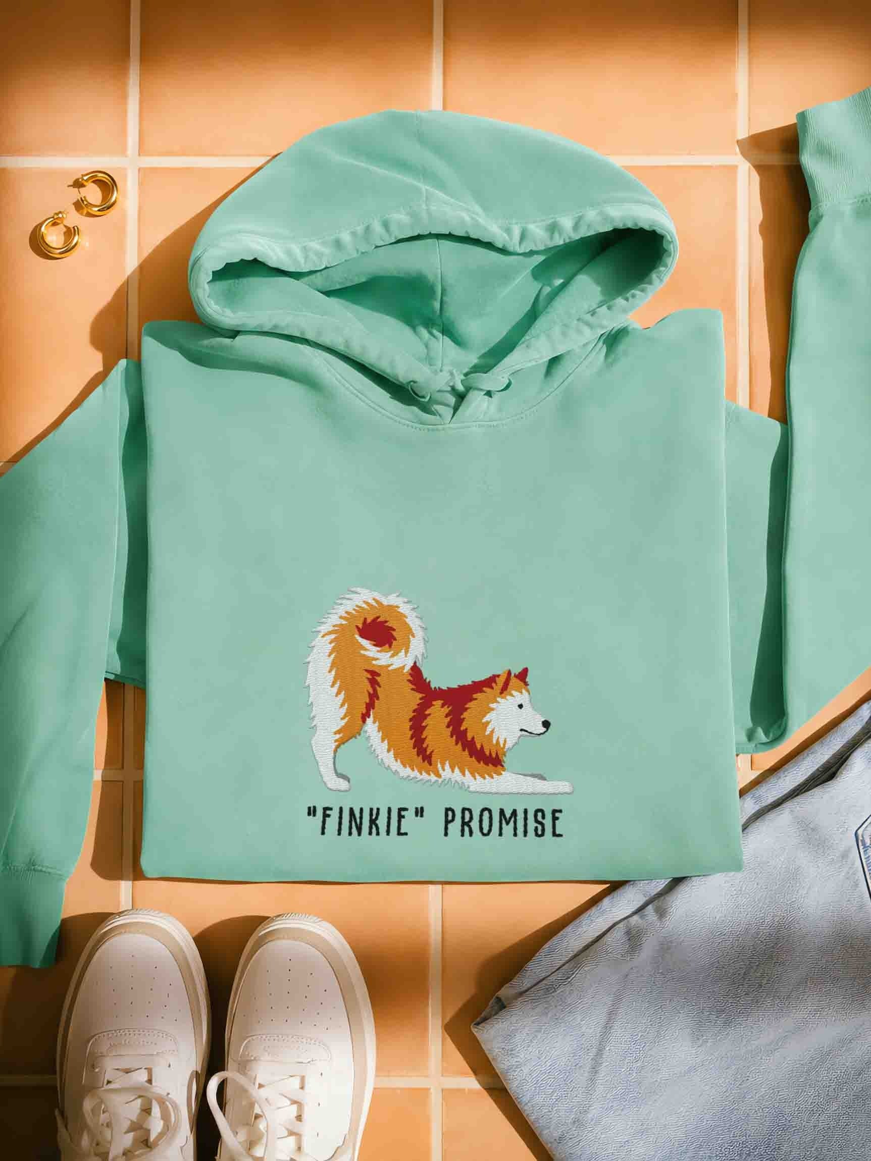 Finkie Promise Premium Hoodie (Embroidered) of a Finnish Spitz(Gold) product image (1)