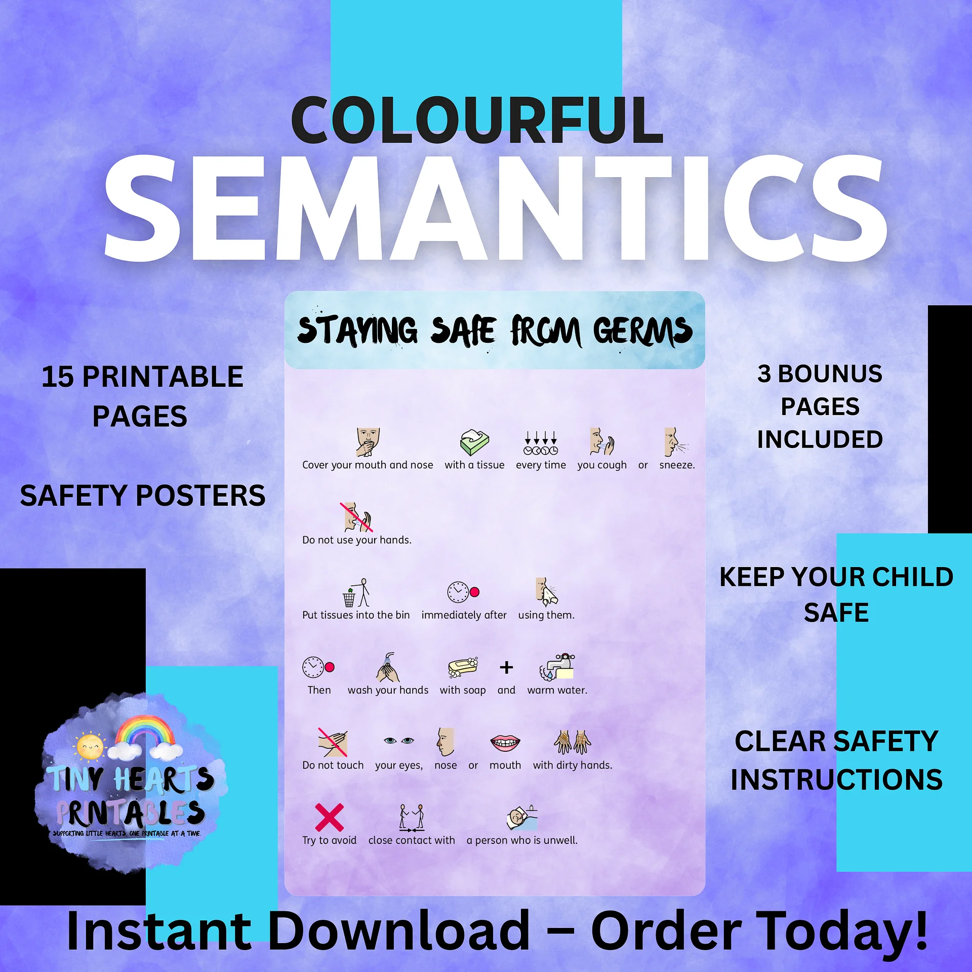 Colourful Semantics Safety Poster Bundle | 15 Visual Safety Rules for Kids | SEN, EYFS, Classroom, PSHE, Mental Health product image (2)