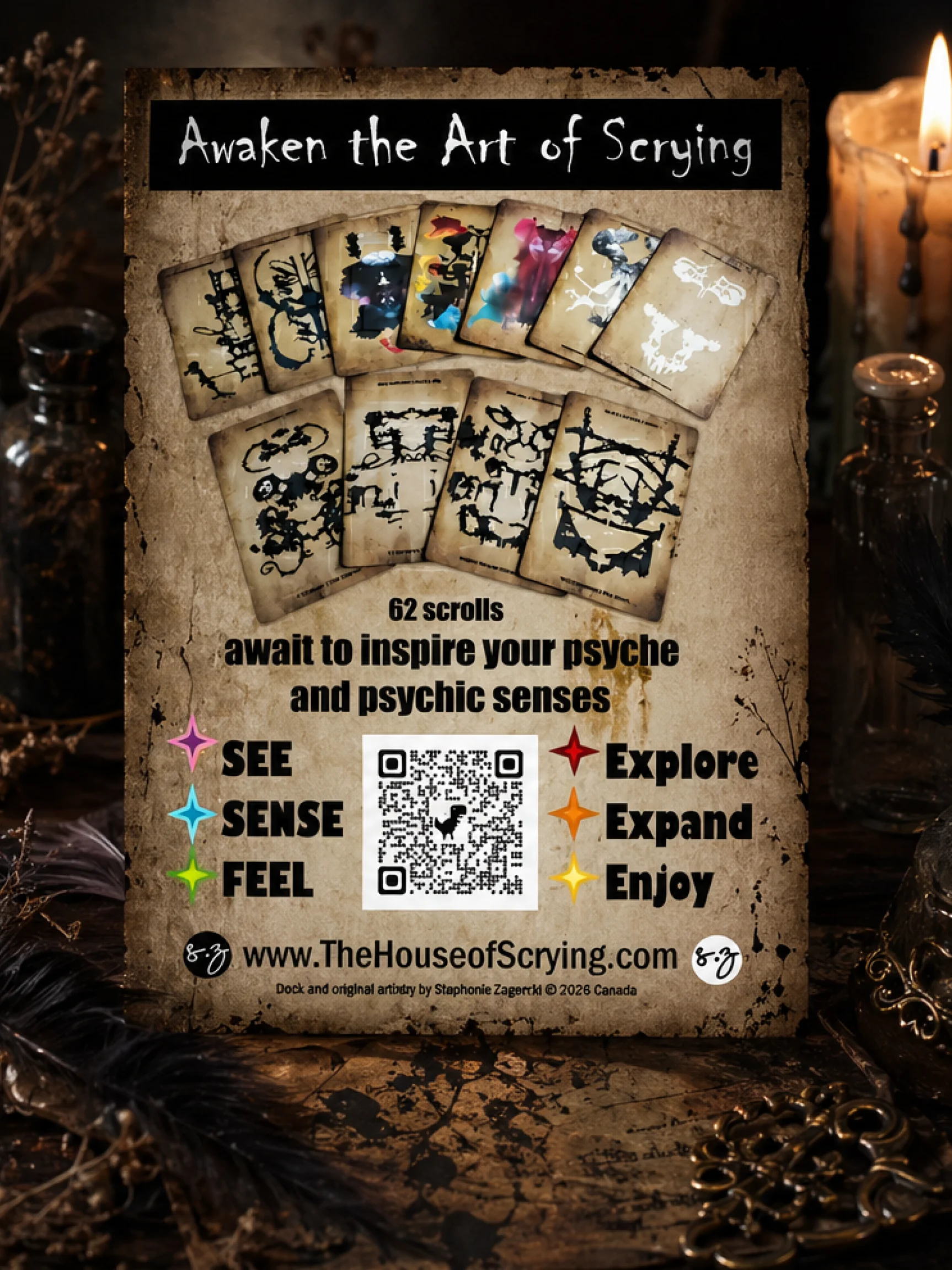 iScry Scrolls | Old Souls Oracle Deck | Astrology & Auras | 62 Cards product image (2)