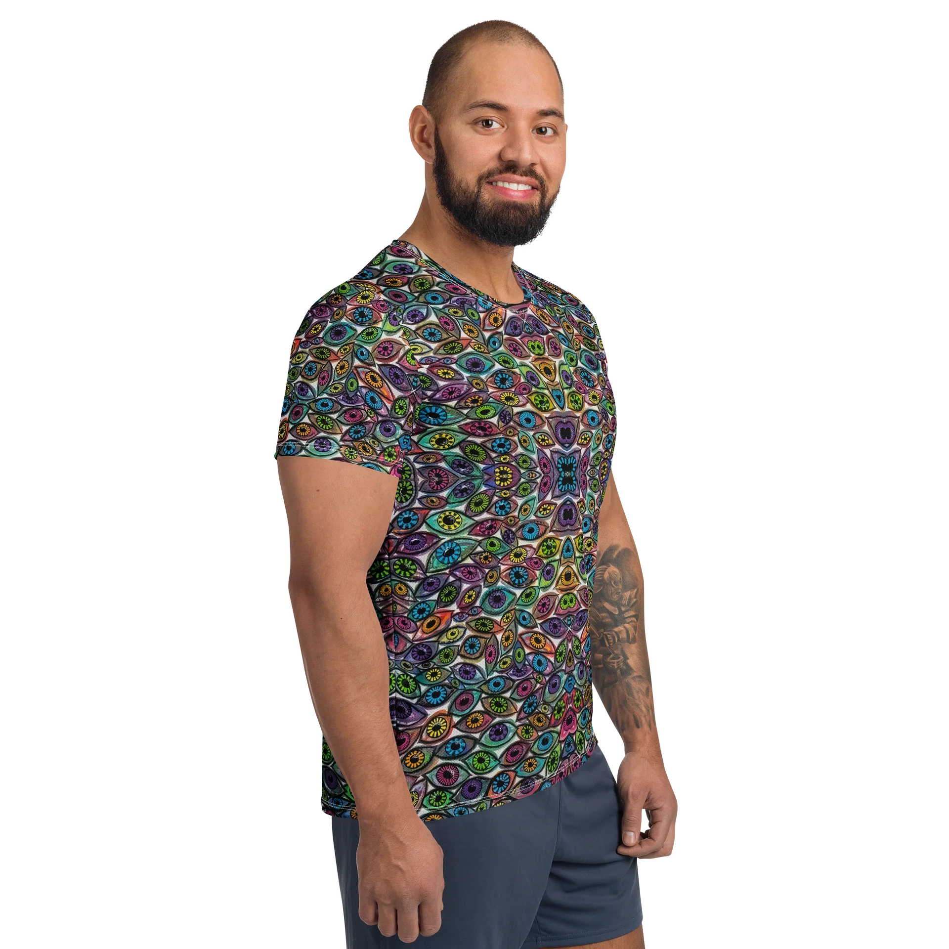 Colorful Psychedelic Eyes Athletic T Shirt | Eye See You Too product image (4)