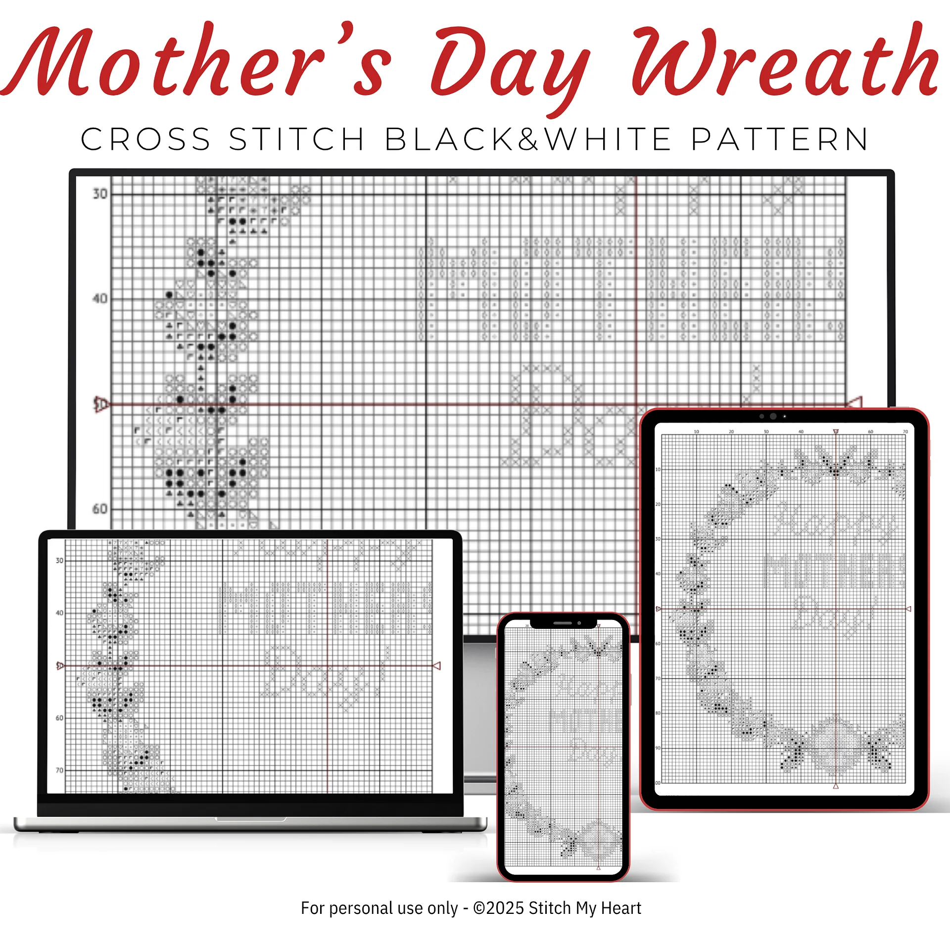 Personalized Happy Mothers Day Cross Stitch Pattern product image (4)