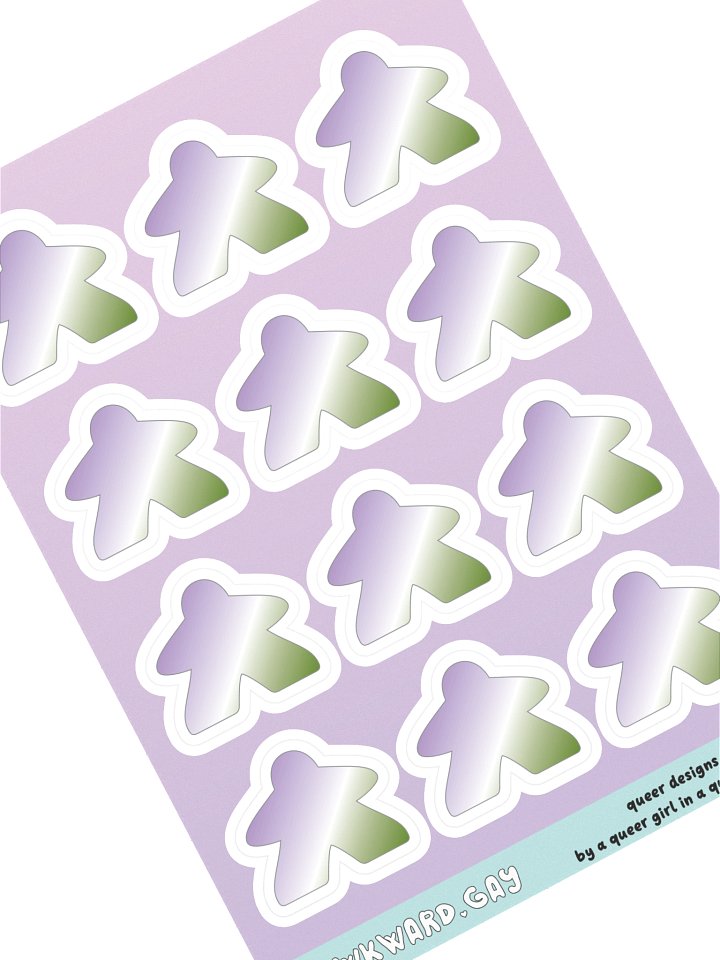 Genderqueer Pride Gradient Meeple Sticker Sheet product image (1)