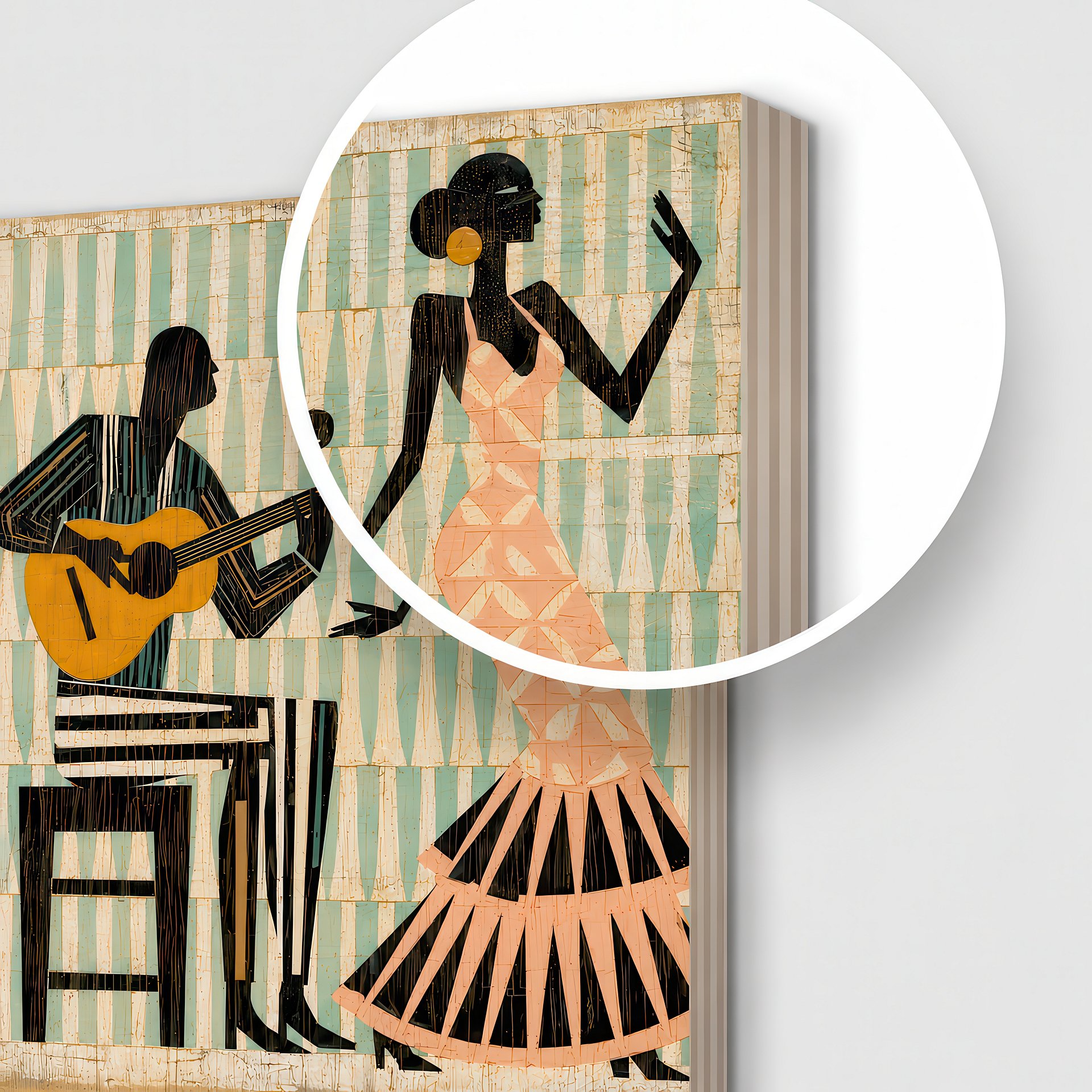 La Noche Española | Mid-Century Flamenco Birch Wood Art | Wall Decor | 24x24″ (60x60 cm) product image (8)