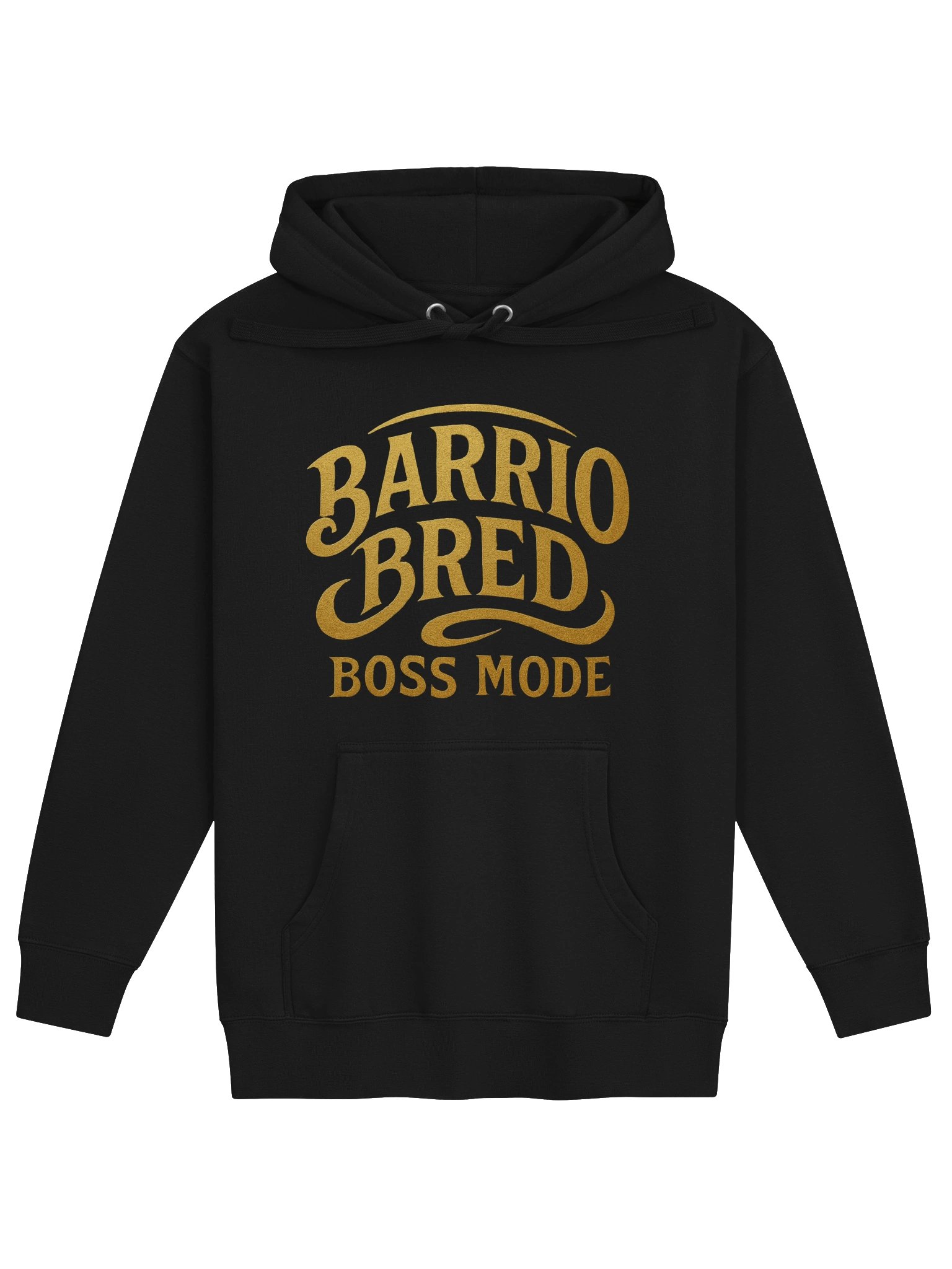 "BARRIO BRED BOSS MODE" Black & Gold Hoodie — Street Luxury product image (1)
