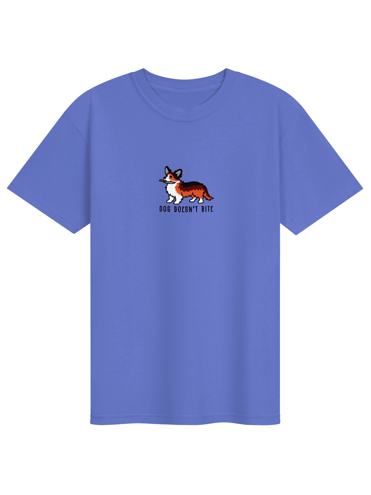 Dog Doesn't Bite Funny Chibi-Style Embroidered T-Shirt for Cardigan Welsh Corgi(Sable) Owners product image (37)