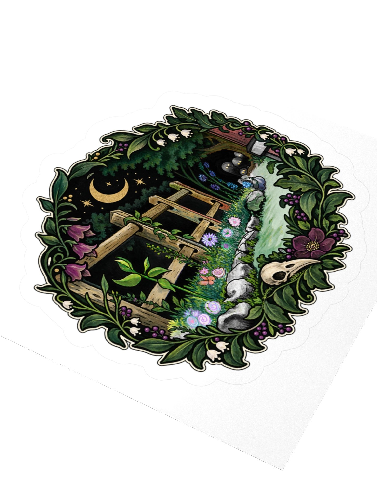 Moonlit Forest Circle Kiss Cut Sticker product image (7)