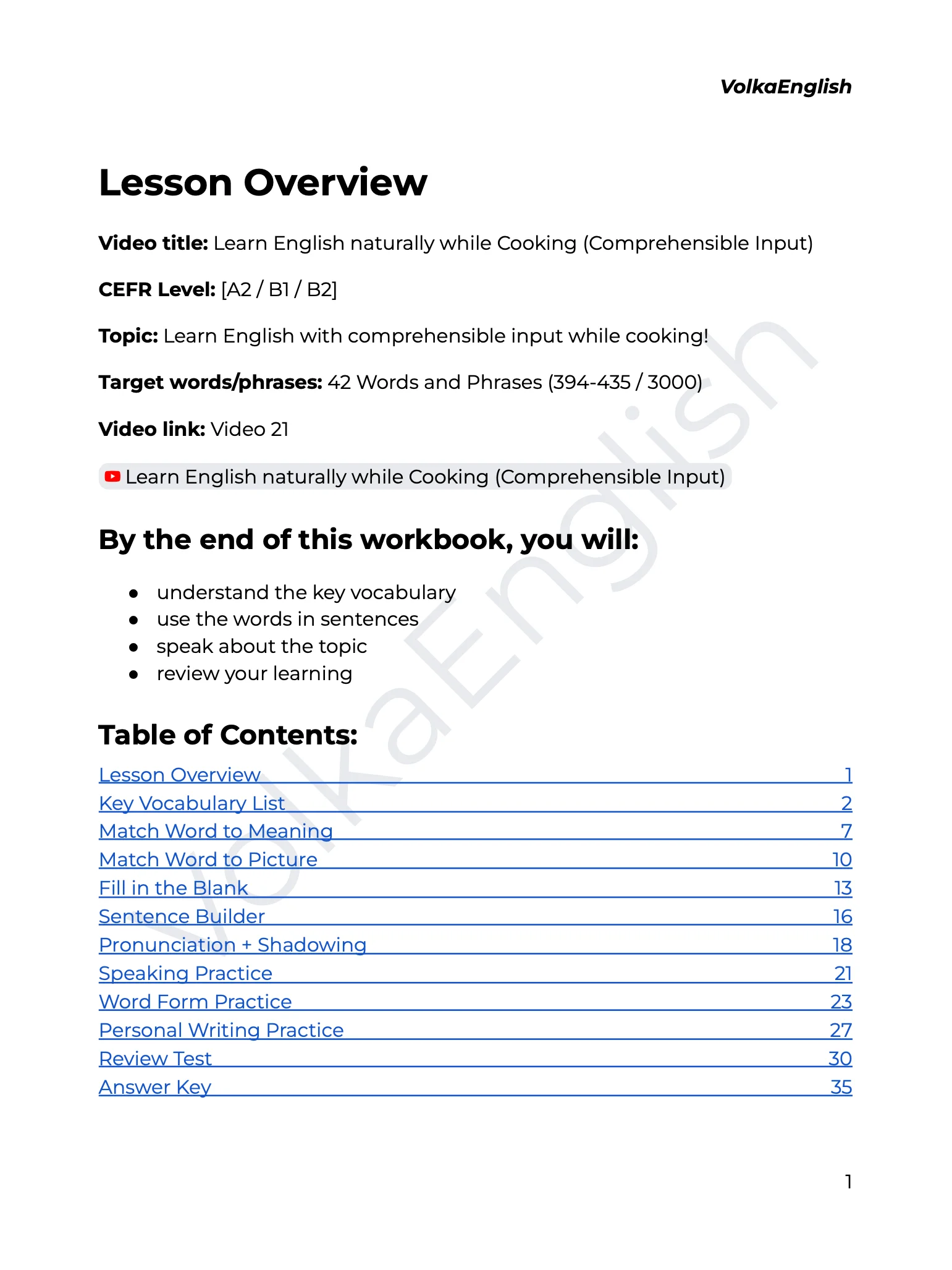 Learn English naturally while Cooking (Comprehensible Input) - Video 21 Study Pack product image (2)