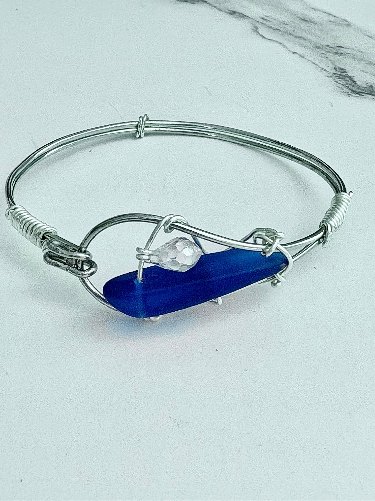 MFD-00075 | Ocean Whispers Wire-Wrapped Sea Glass Bracelet | Handmade 6.75" Coastal Charm by Monique Faella Designs™ product image (8)