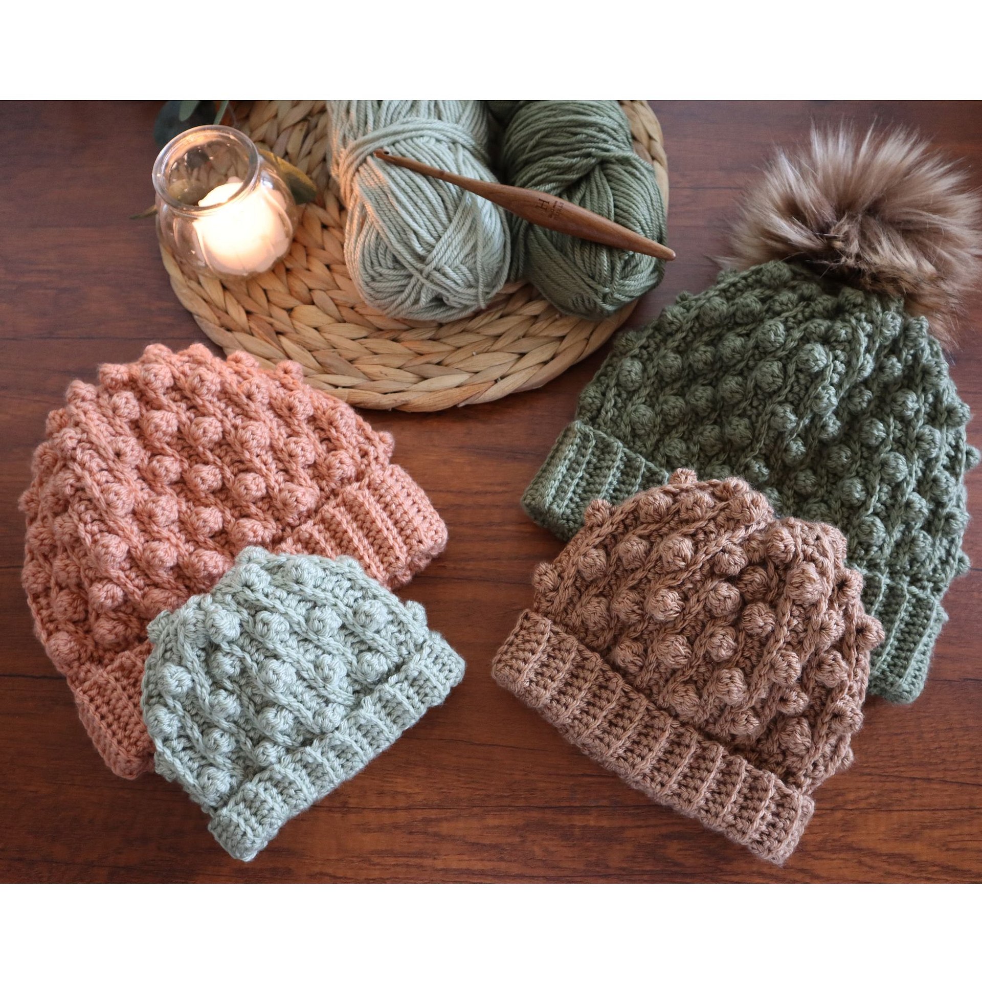 Bobble Vine Beanie Crochet Pattern PDF | 5 Sizes Newborn to Adult (Digital PDF Pattern) product image (6)