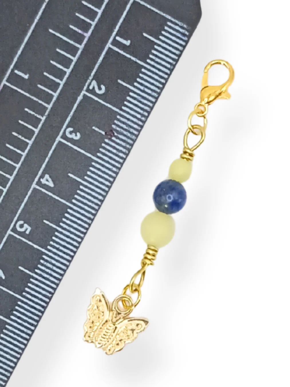 Butterfly Notebook Charm | Handmade, Lapis & Lemon Jade, Gold-Tone | Stitch Marker | Zipper Pull product image (5)