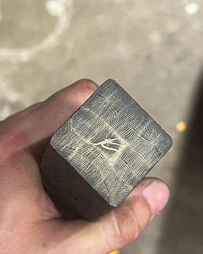 Final weld on the mosaic Damascus. This came out so cool!