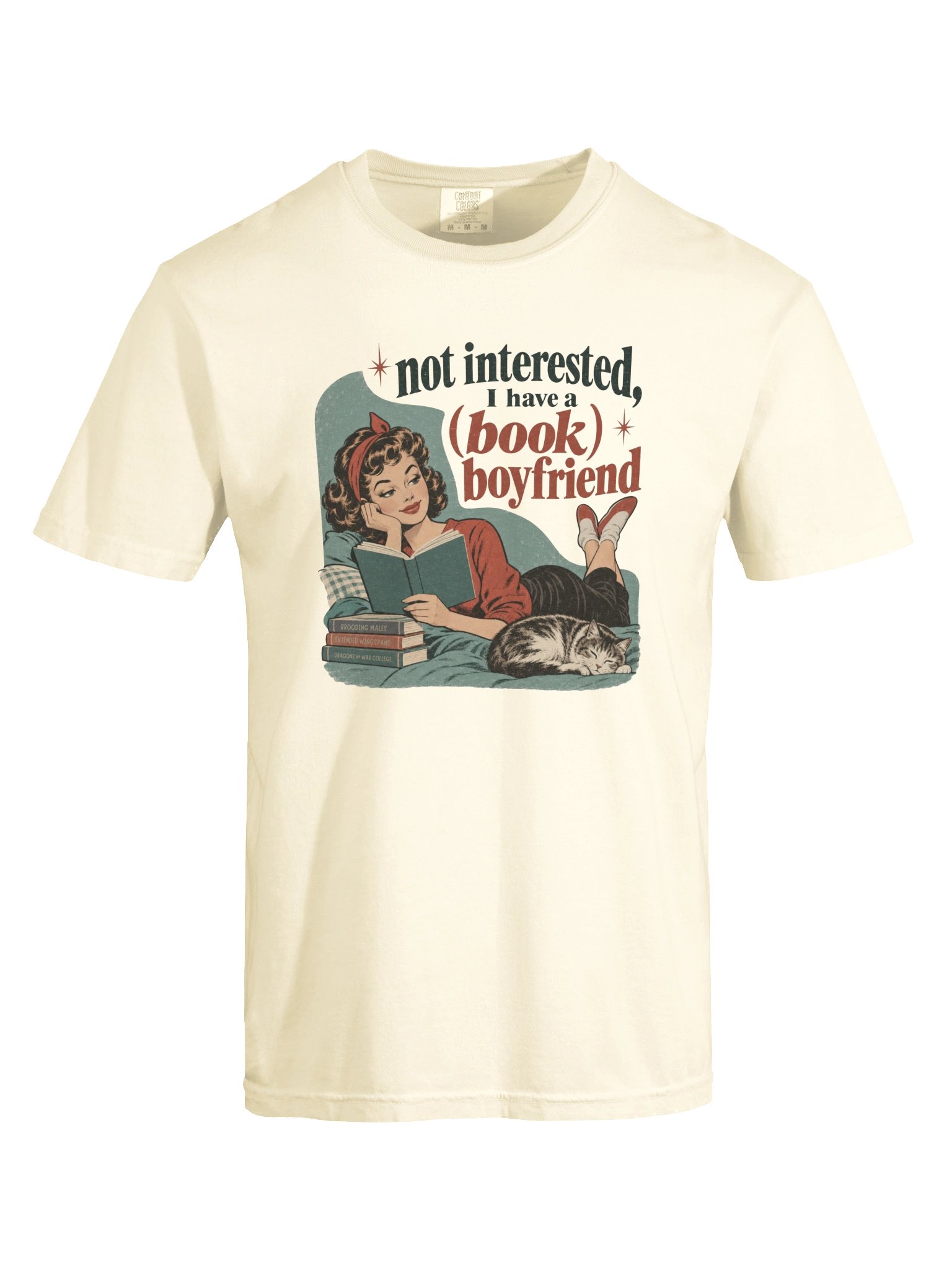 Book Boyfriend Shirt, Retro Pin-Up Reader Tee, Comfort Colors Bookish Shirt for Romance and Fantasy Book Lovers product image (27)