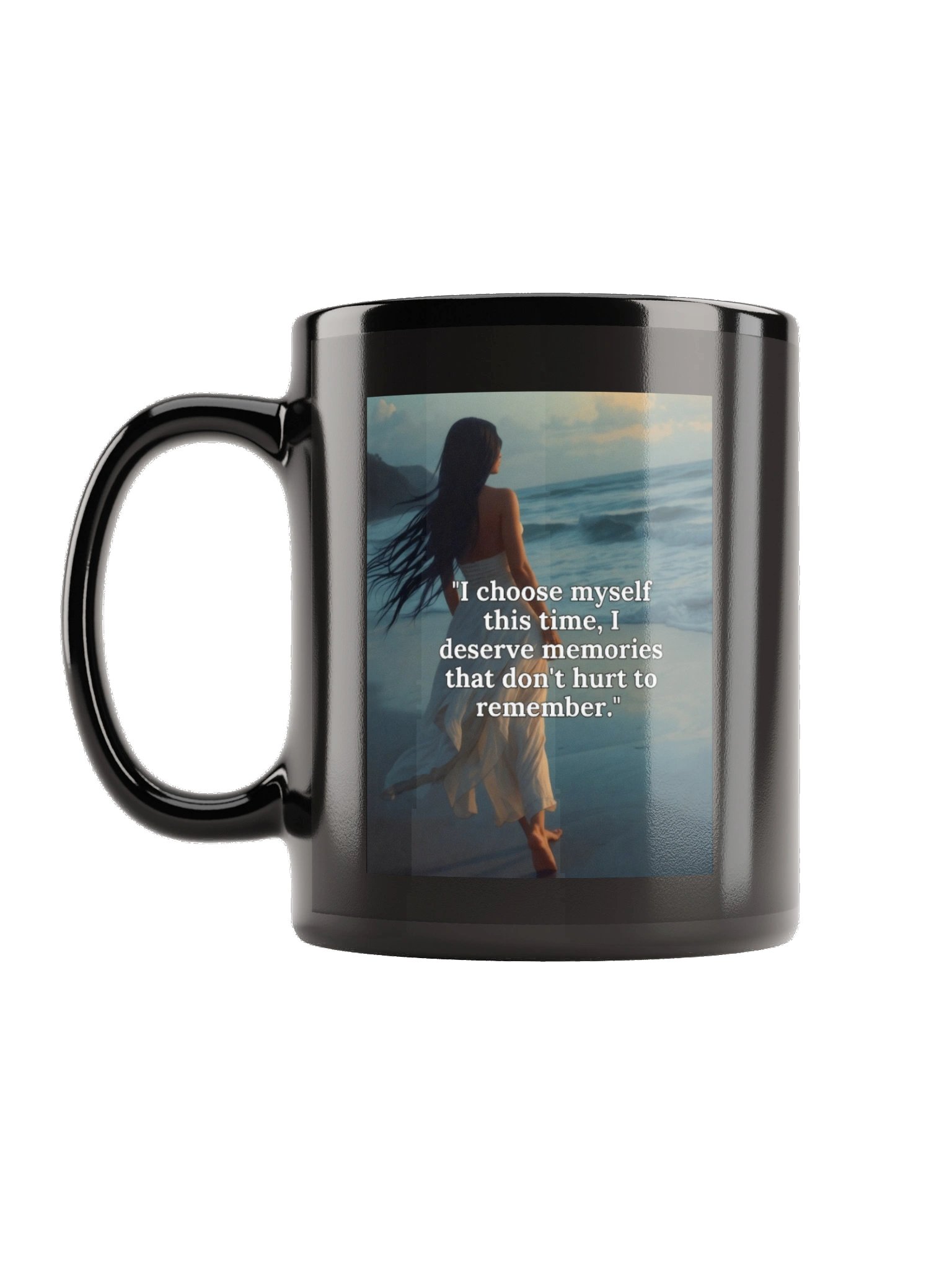 Mind Matter- I Choose Myself Beach Quote- Black Mug product image (1)