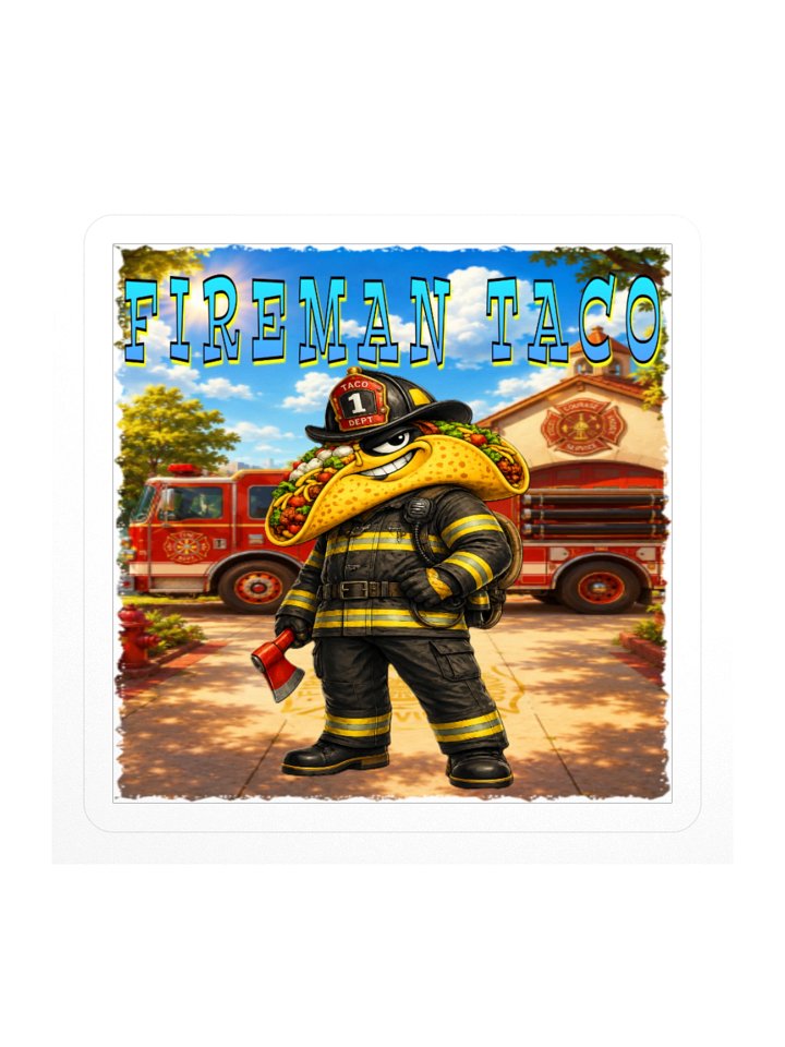 Fireman Taco Kiss Cut Sticker - The Taco Family product image (1)