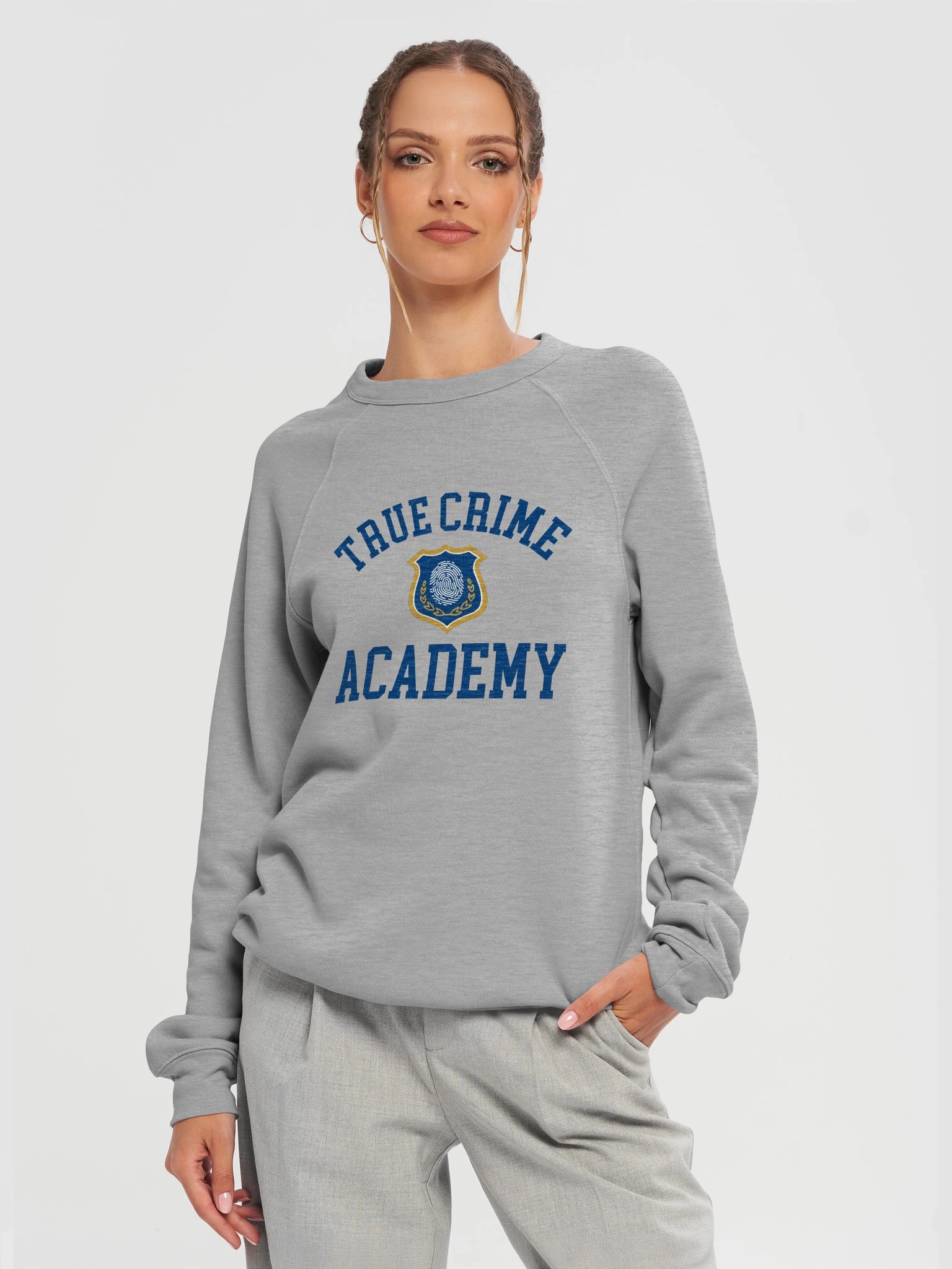 True Crime Academy Pullover Sweatshirt - Light Grey product image (5)